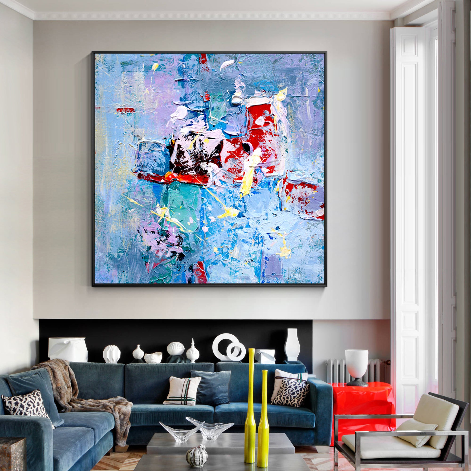 Vibrant textured oil artwork for modern decor.