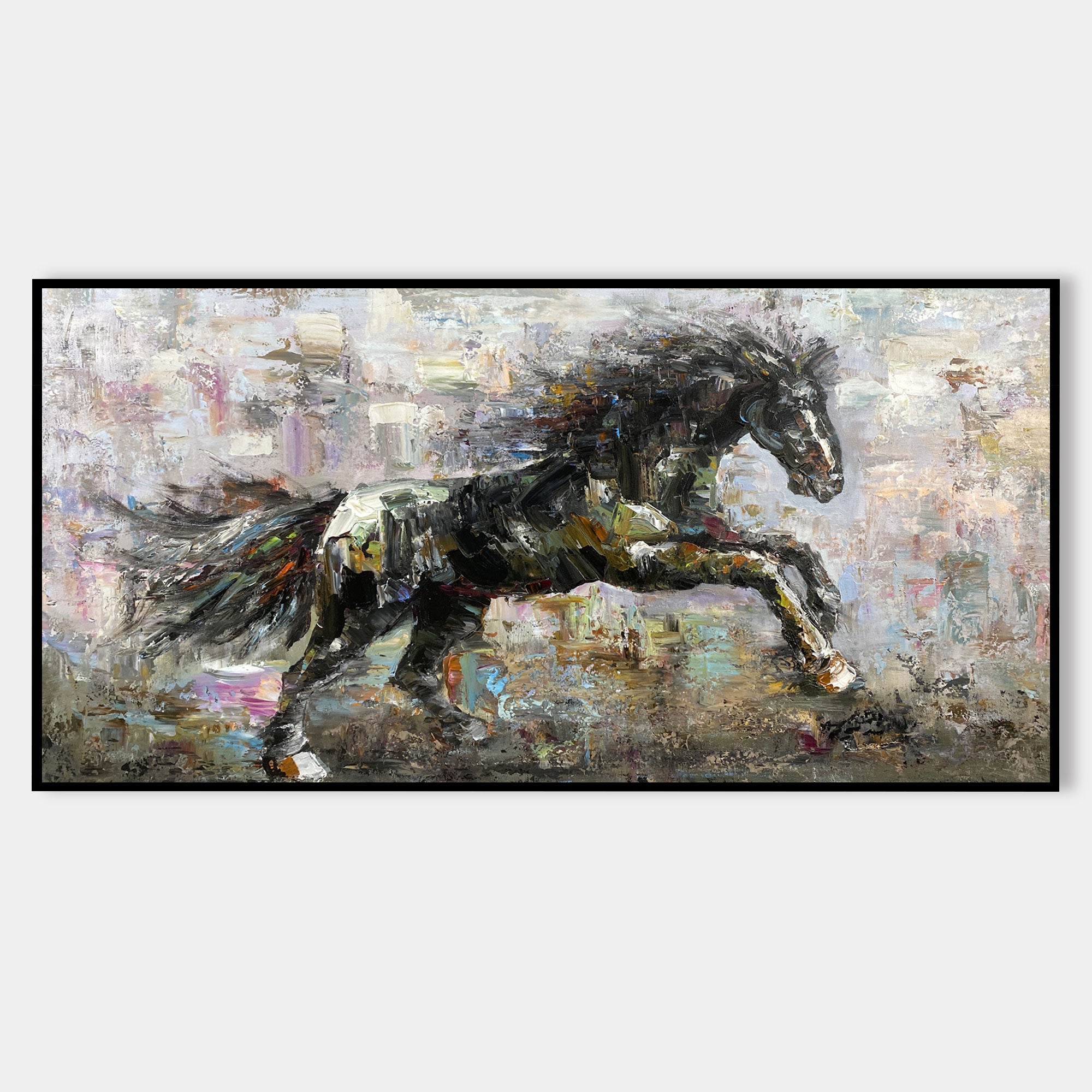 Abstract horse art with palette knife painting