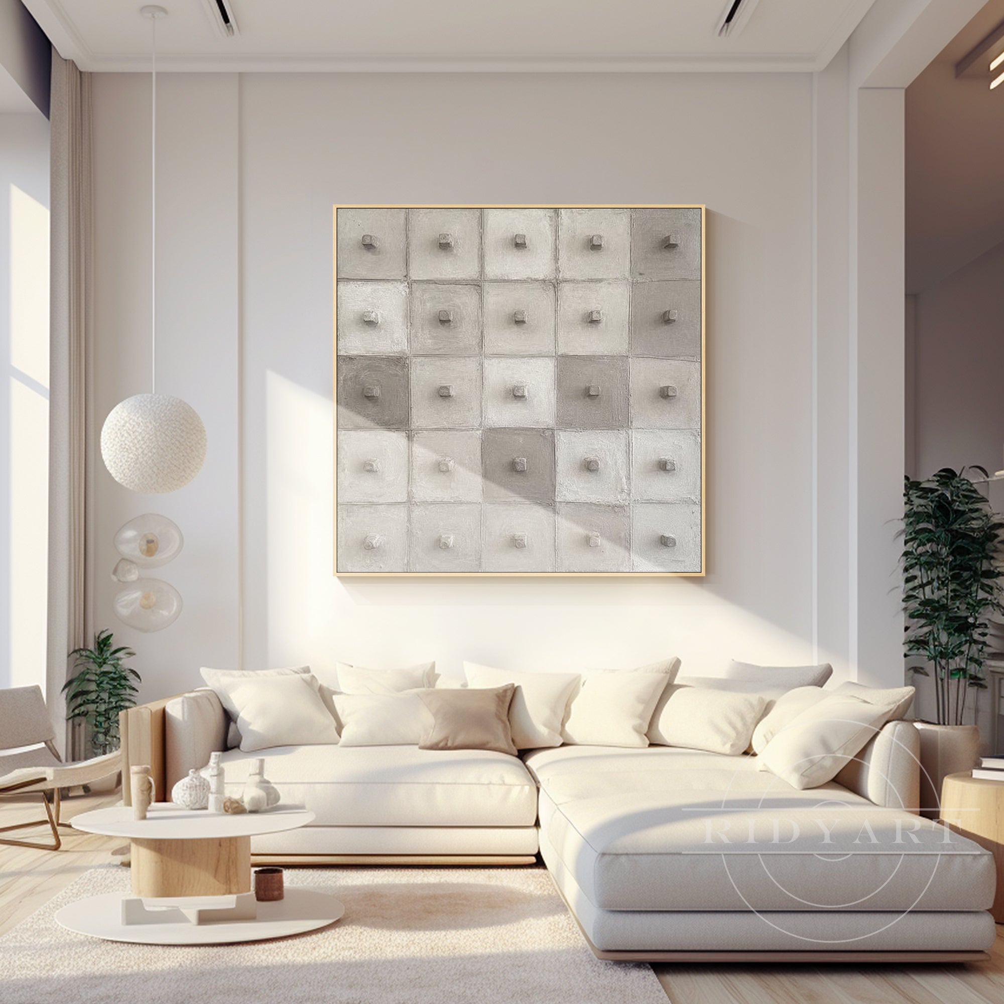 neutral stone wall art textured modern living room decor