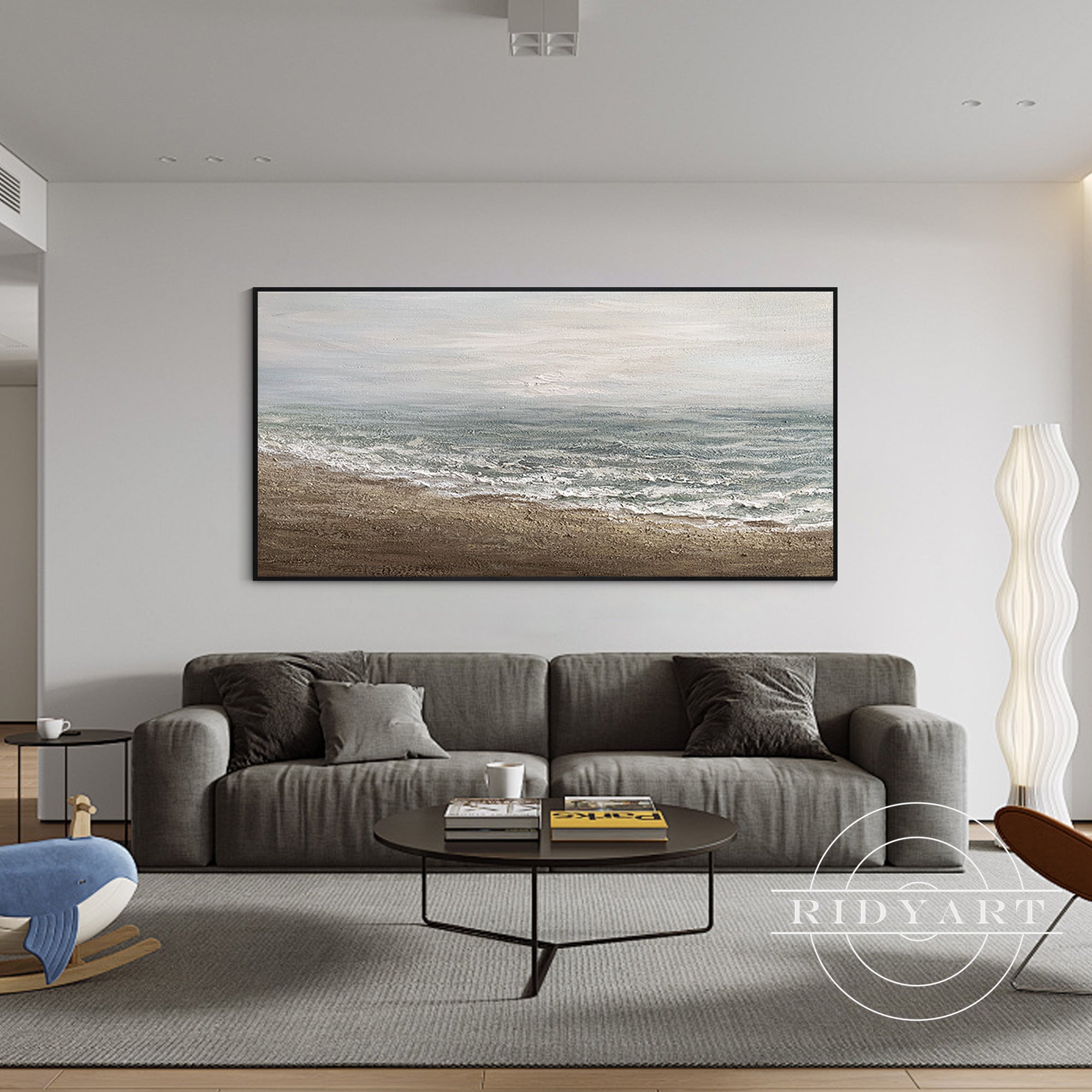 Wandkunst „Gold Mountain“ in Marineblau