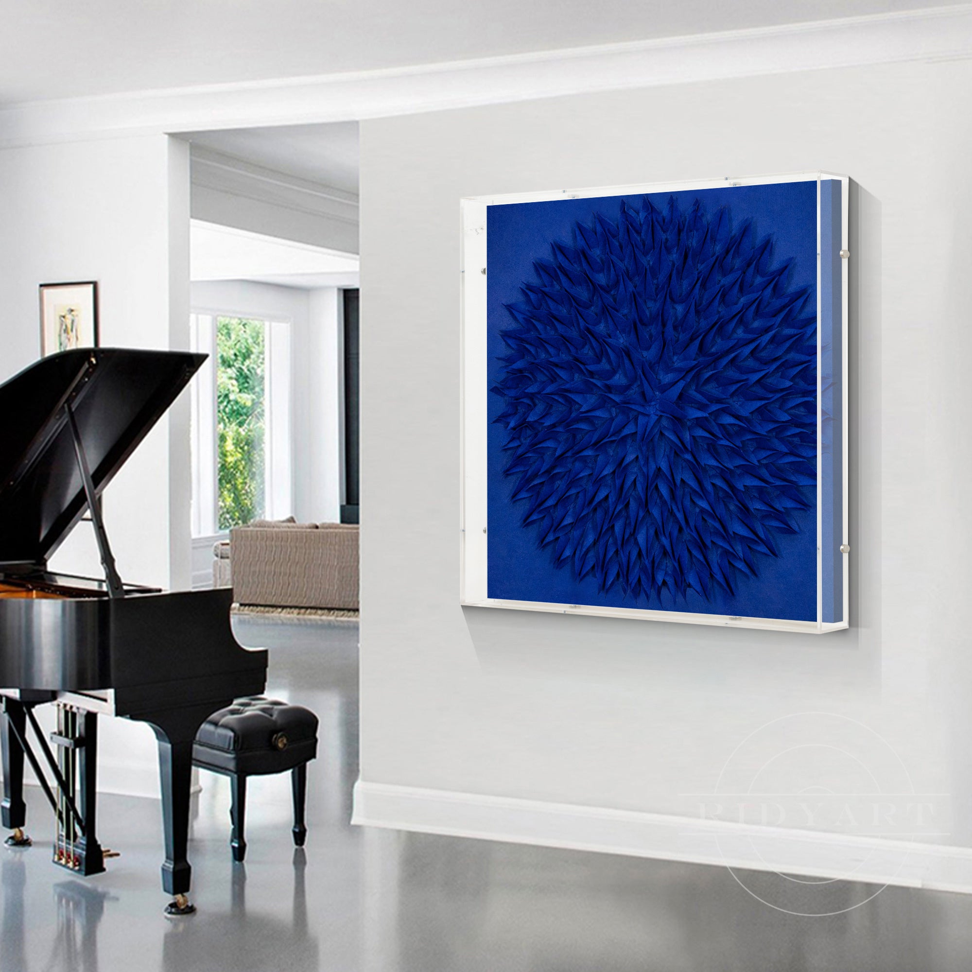 textured leather wall art navy blue large canvas