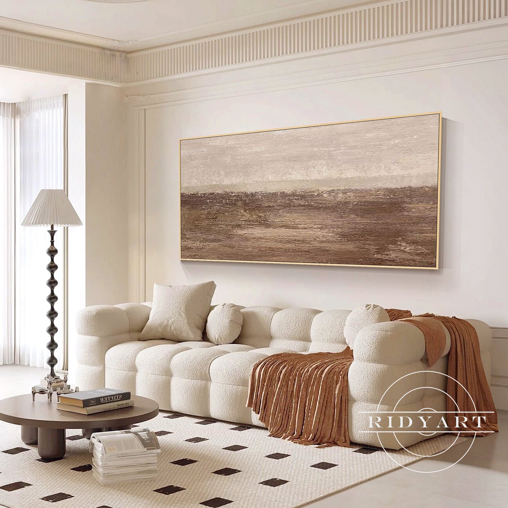 Wandkunst „Gold Mountain“ in Marineblau