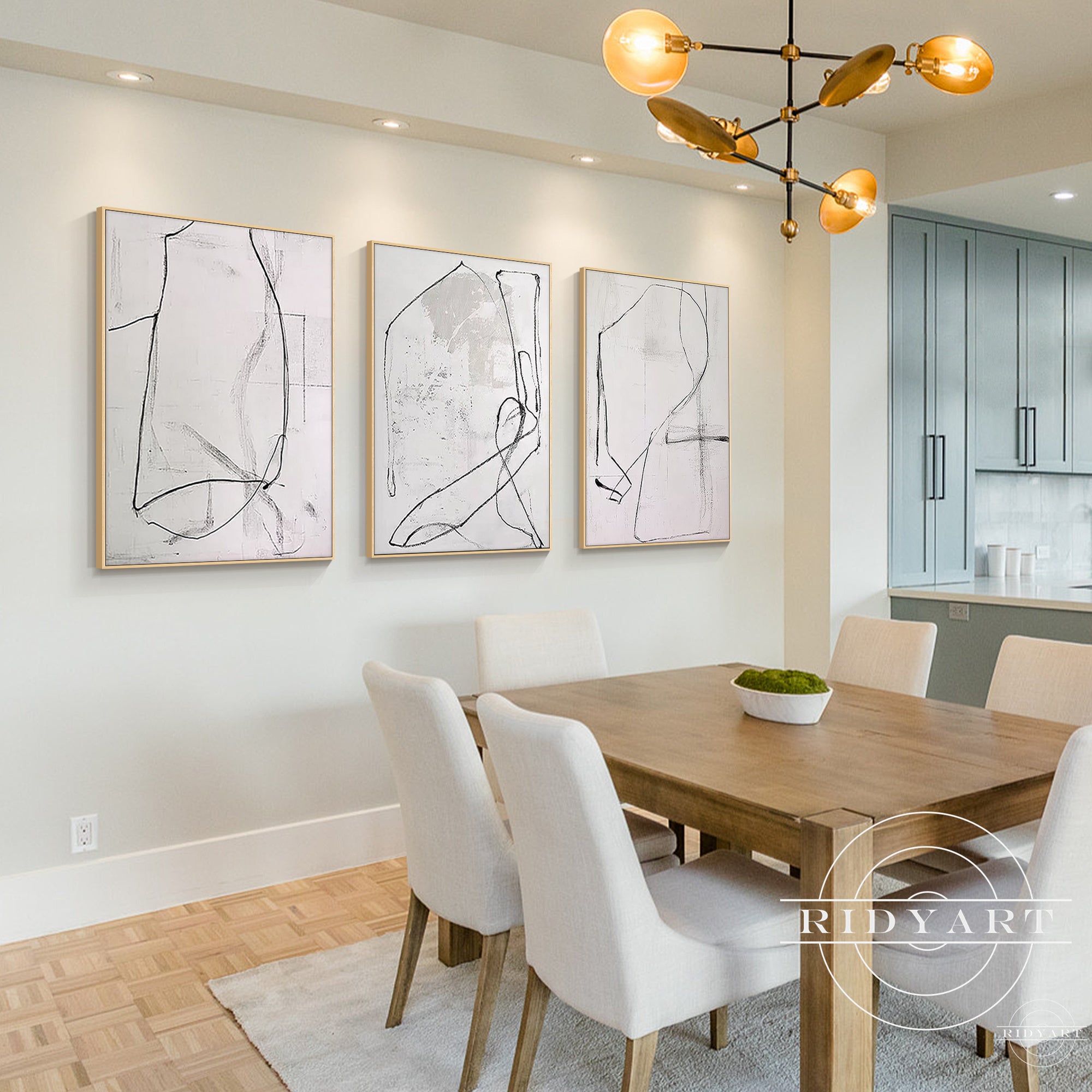 فن المحيط الأزرق مع الضوء الذهبي