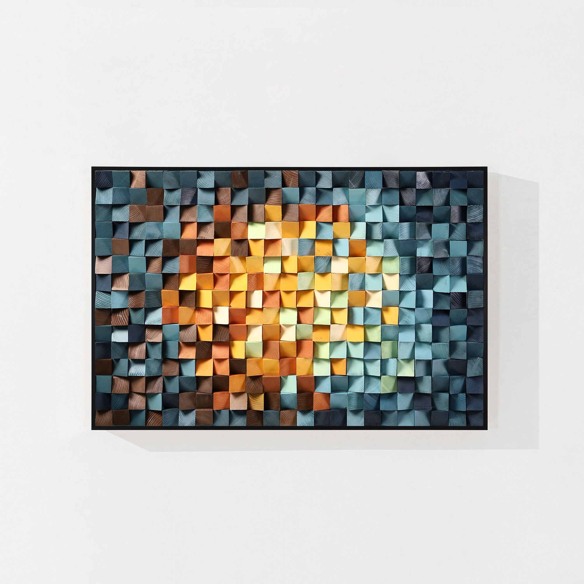 Abstract wood block art for modern interiors