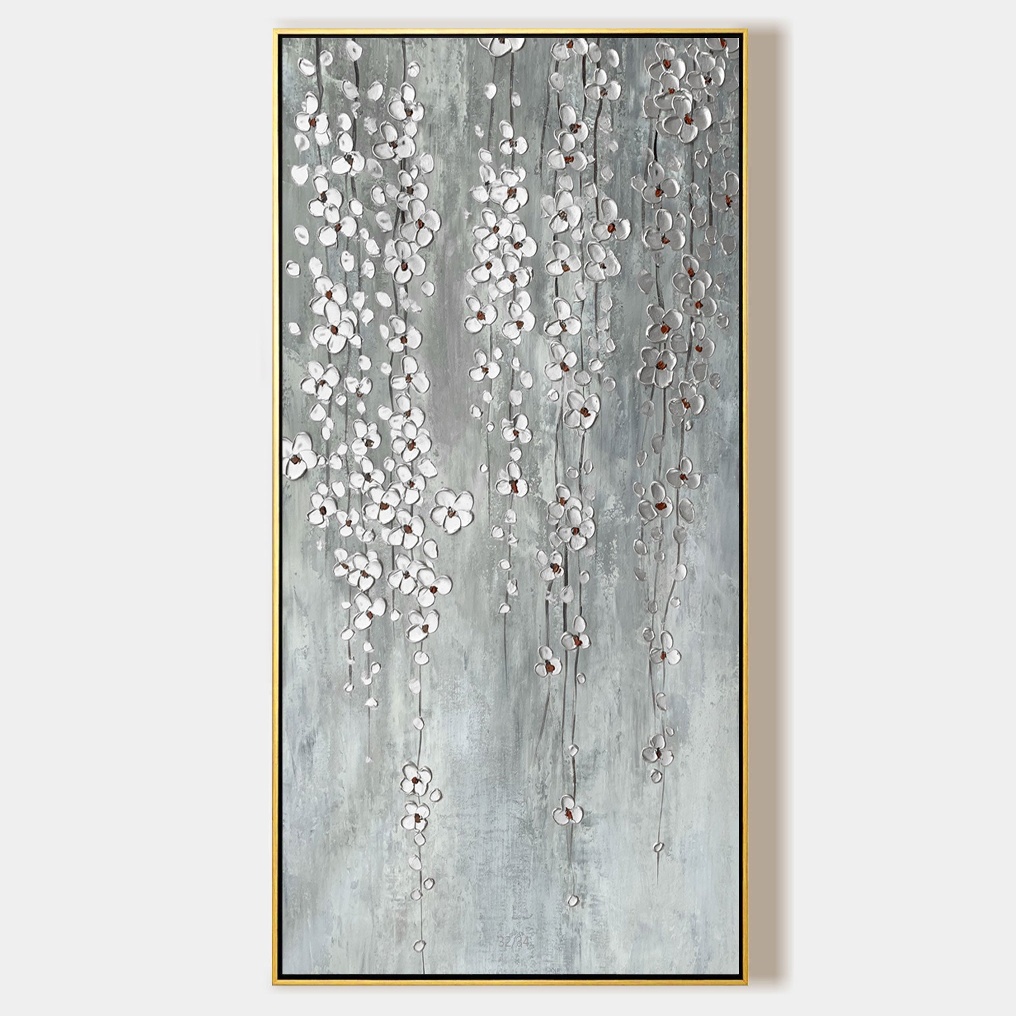 Silver Flower Abstract Oil Painting