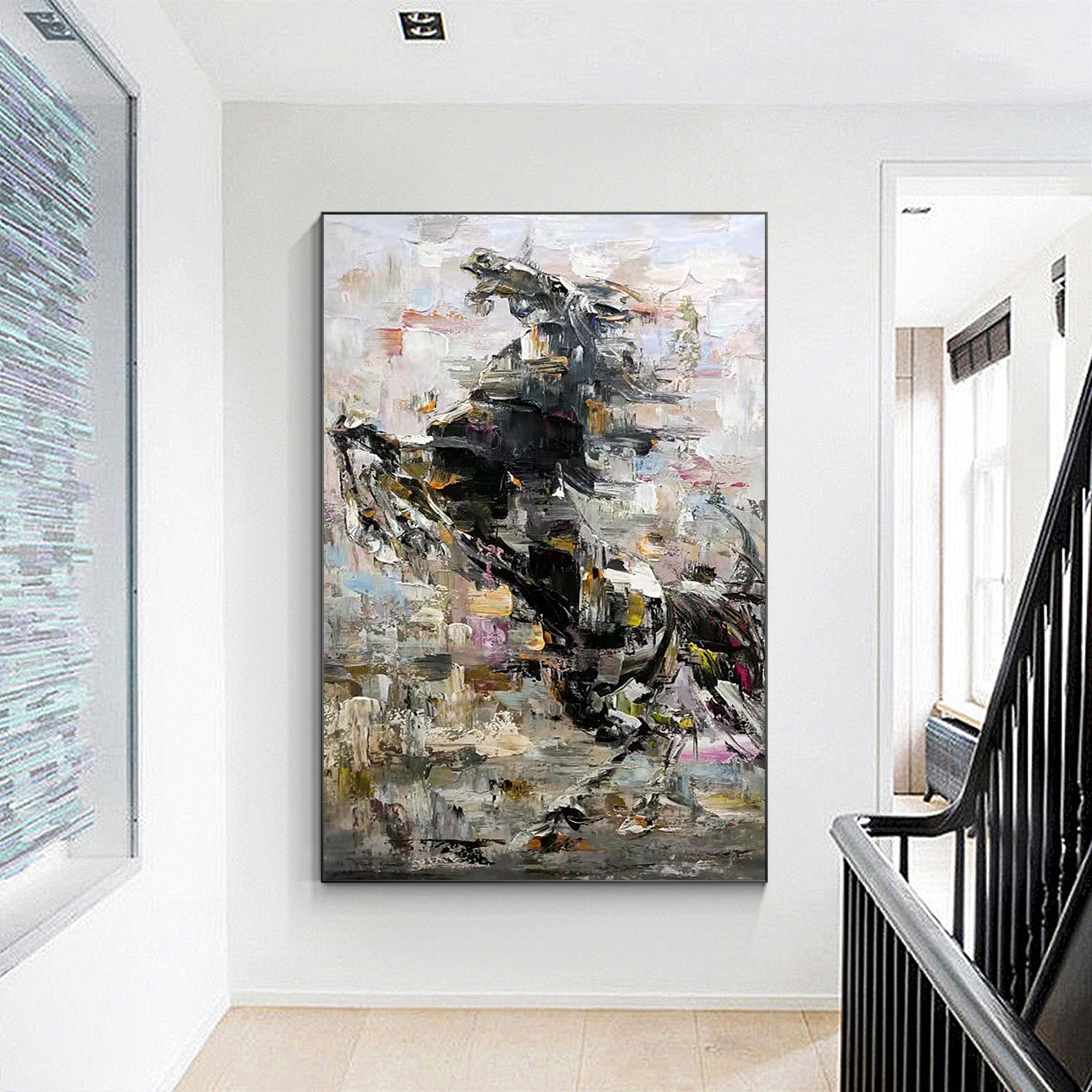 Abstract horse art with palette knife painting