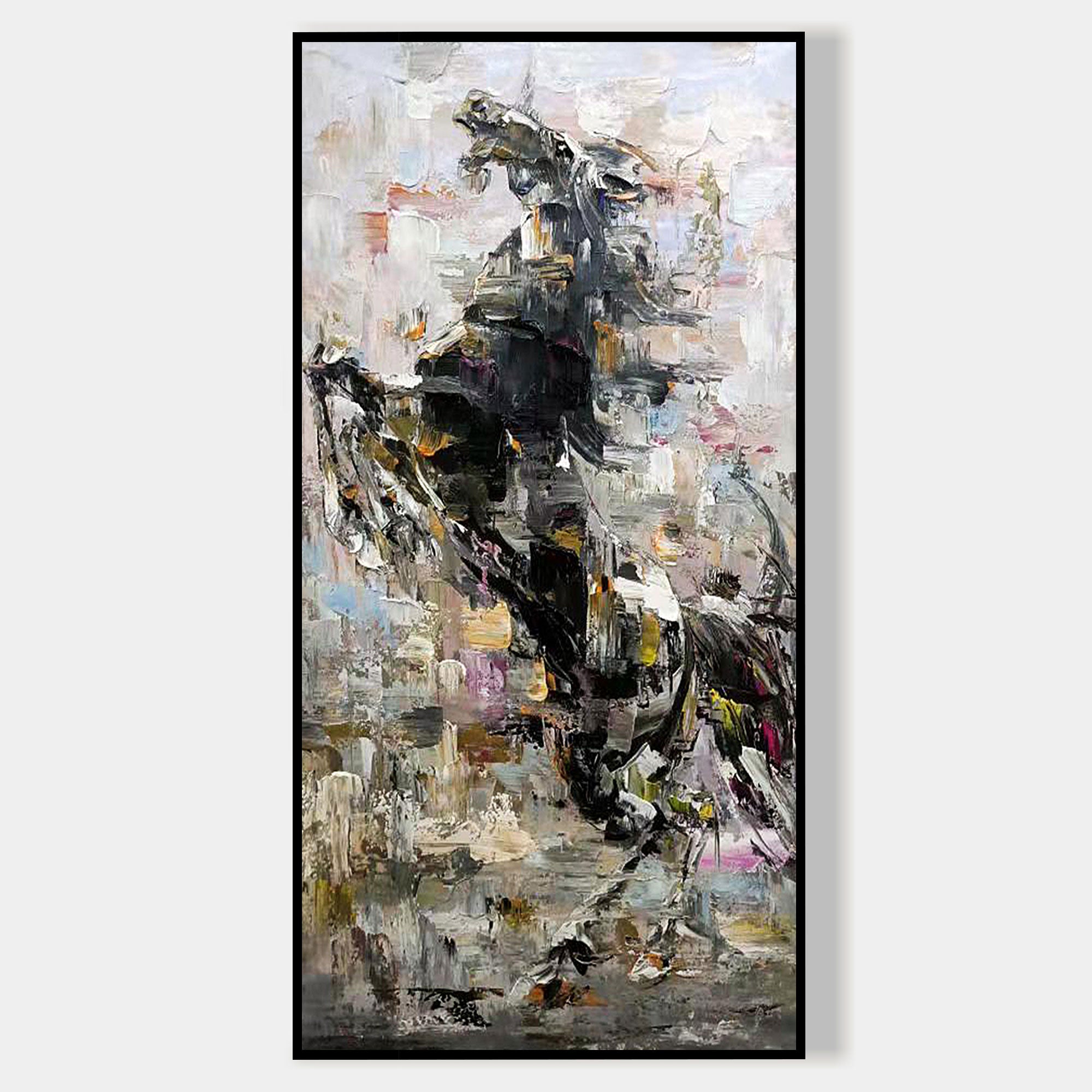 Abstract horse art with palette knife painting