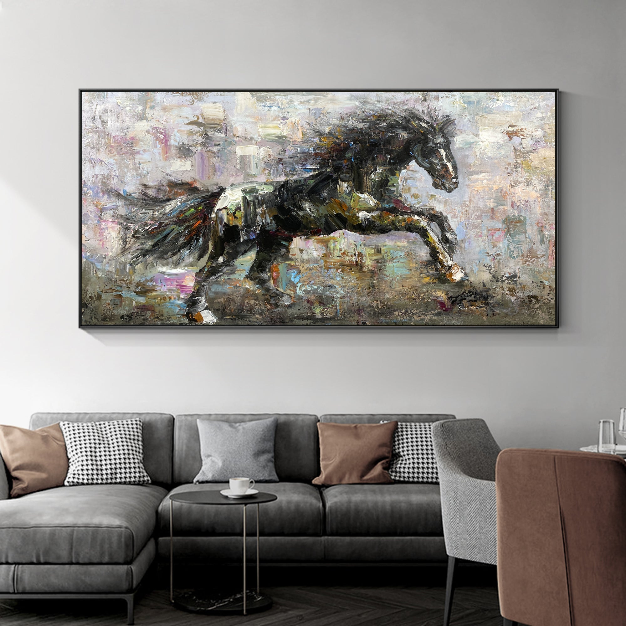 Abstract horse art with palette knife painting