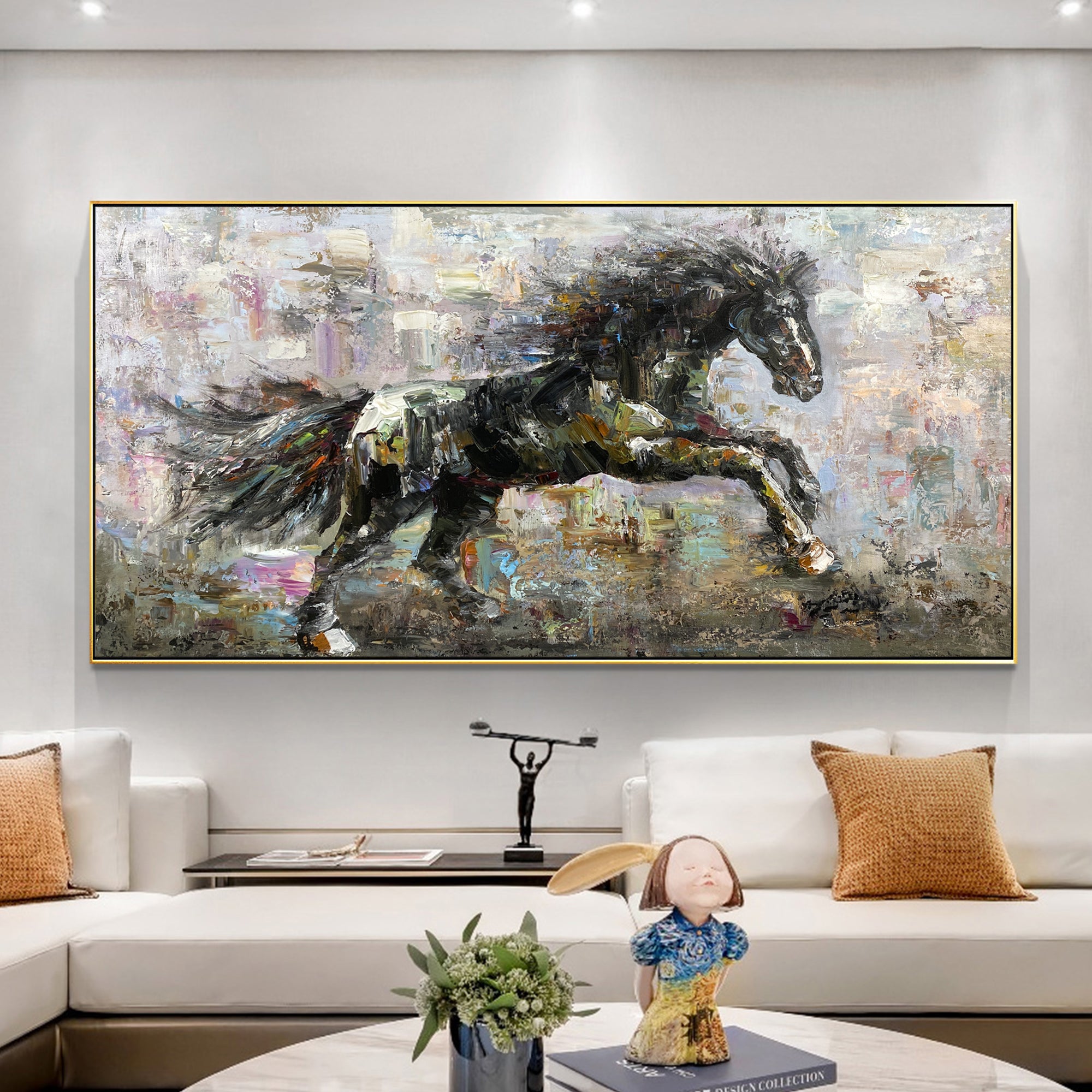 Abstract horse art with palette knife painting