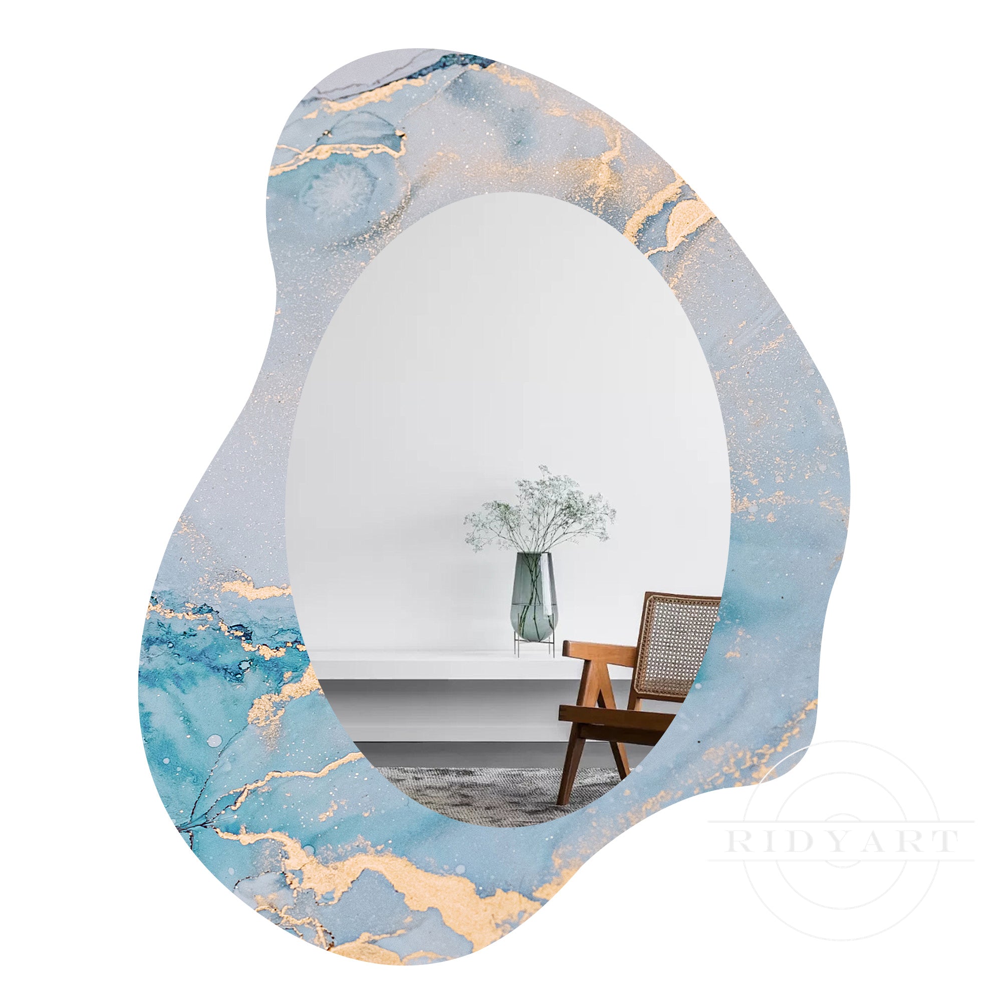 1.Blue and gold acrylic spray-painted shaped mirror
2.Elegant blue and gold wall mirror with modern design
3.Contemporary blue and gold abstract mirror for home decor
4.Luxurious blue and gold acrylic mirror with unique shape
5.Stylish blue and gold acrylic shaped mirror for modern spaces