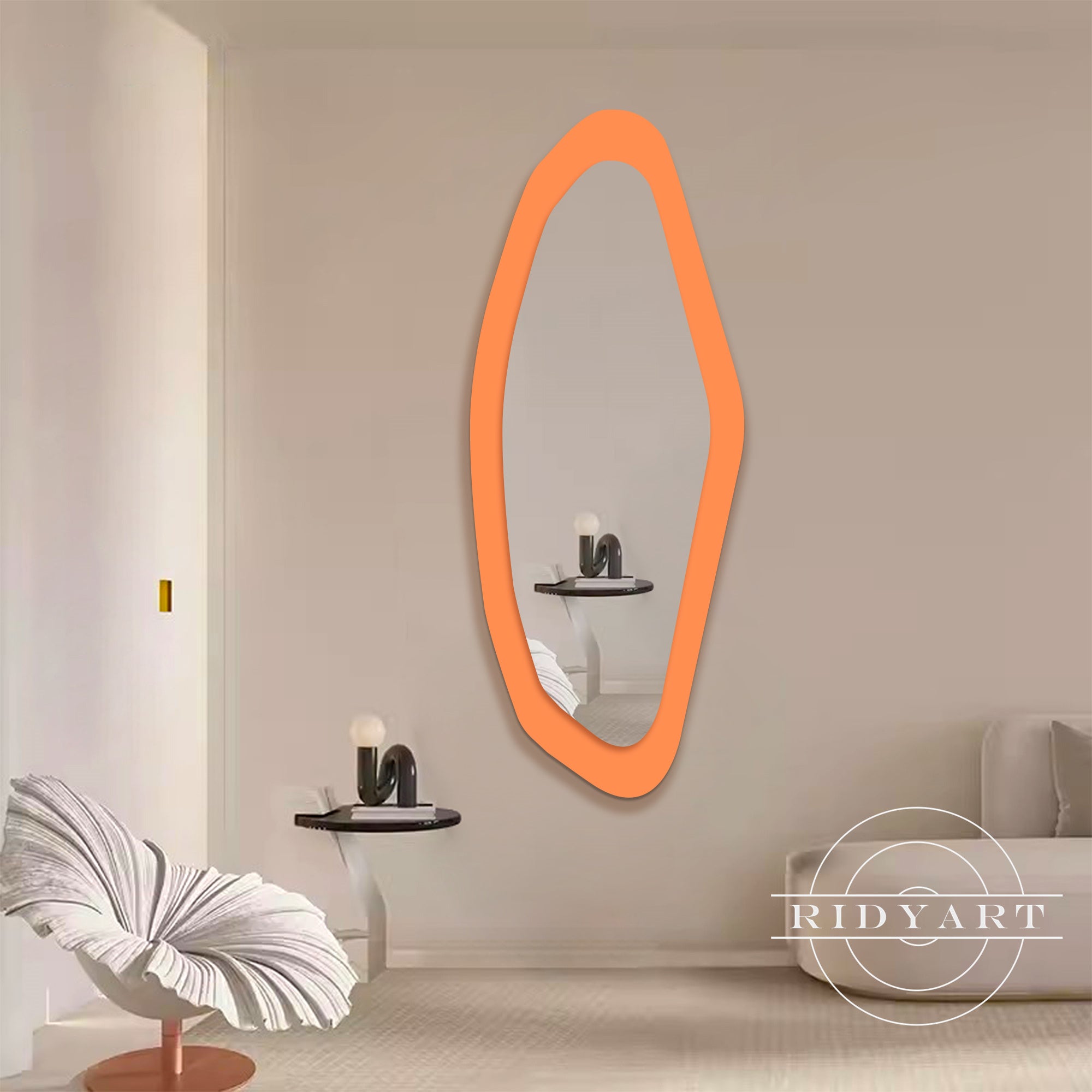 Bright and colorful dopamine-shaped mirror for home walls