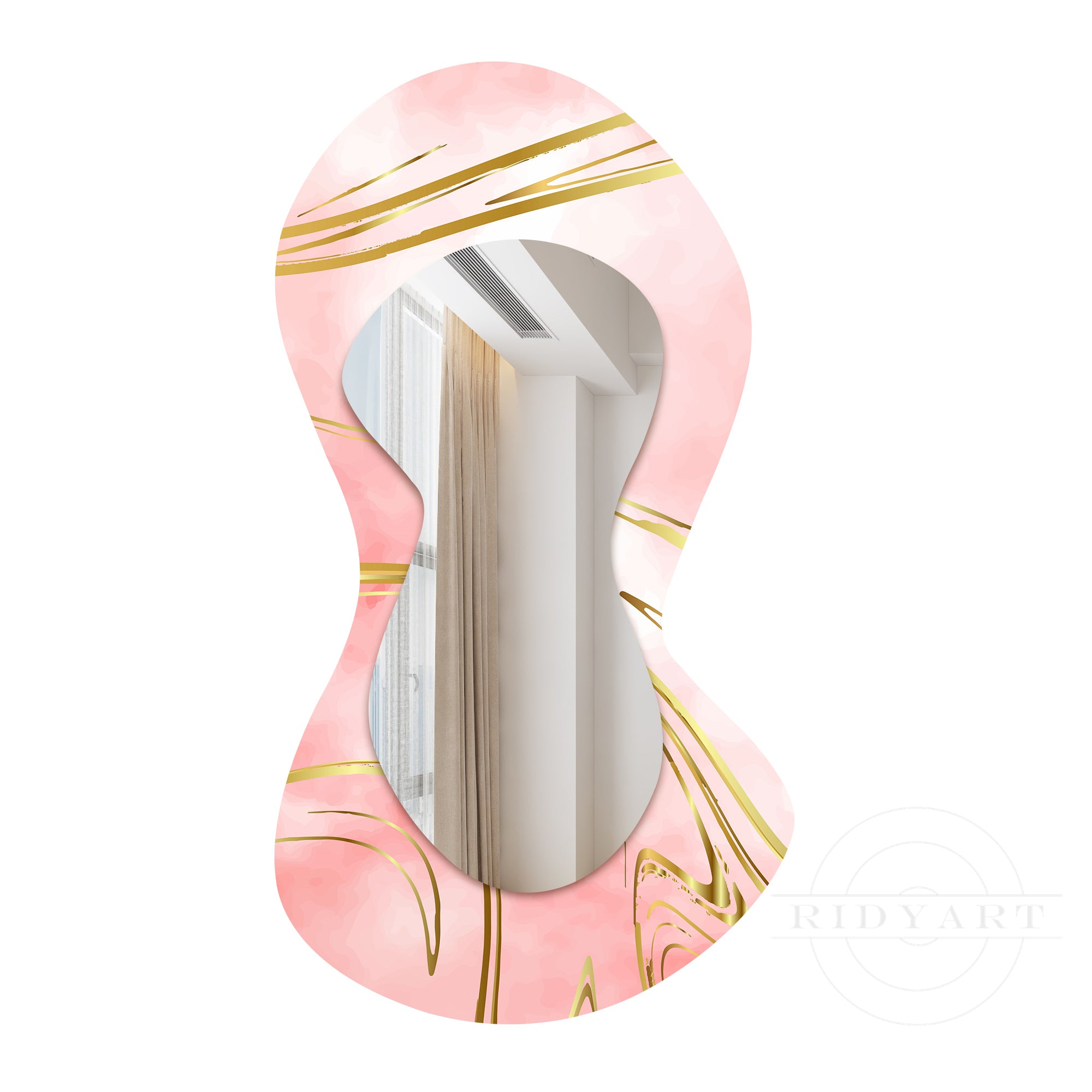 1.Pink and gold spray-painted shaped mirror for vanity
2Elegant pink and gold wall mirror for bathrooms
3.Stylish pink and gold acrylic mirror for home entryway
4.Modern pink and gold mirror for makeup and dressing rooms
5.Luxury pink and gold shaped mirror for washstands and decor