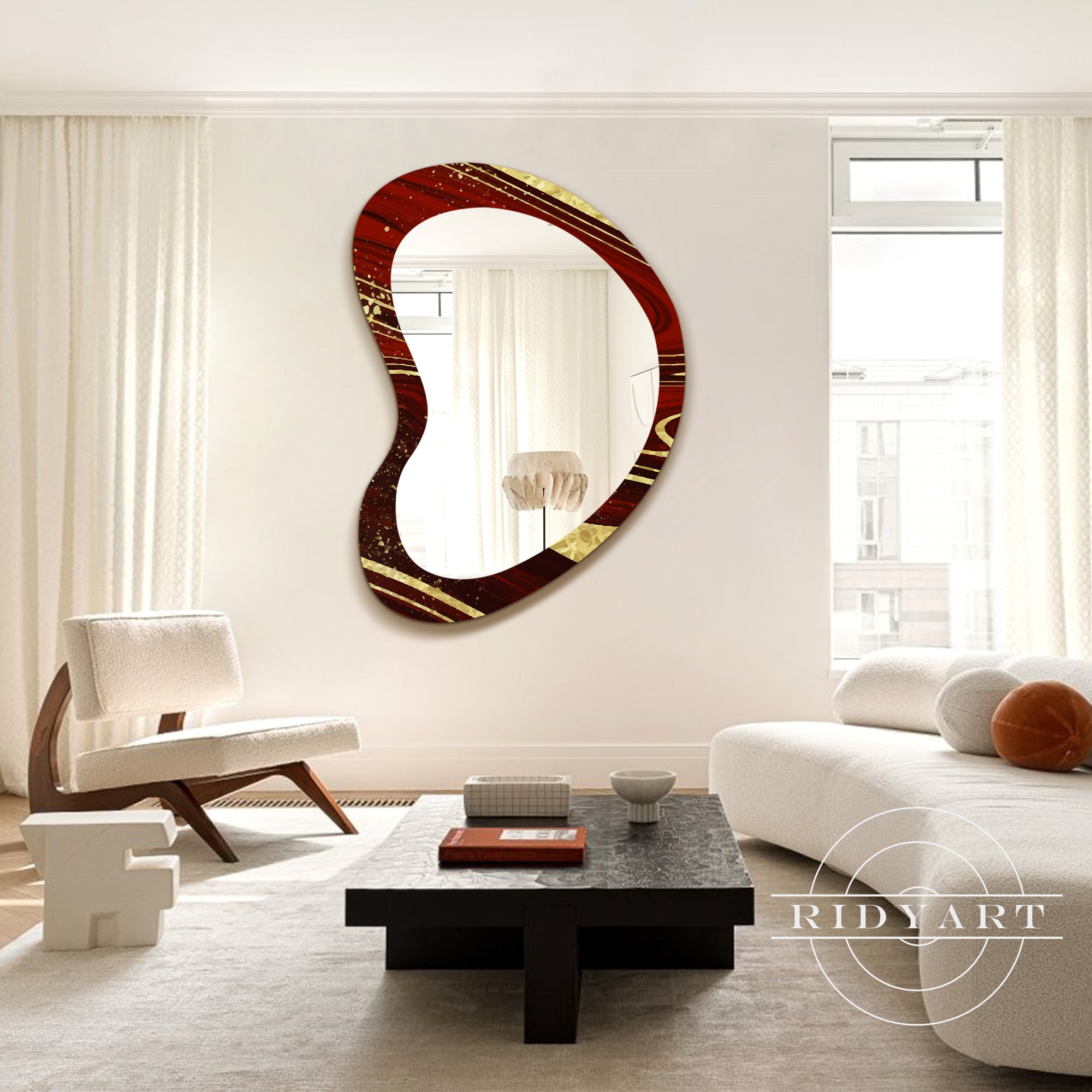 1.Burgundy red and gold spray-painted shaped mirror for vanity
2.Elegant burgundy and gold wall mirror for bathrooms
3.Luxury red and gold acrylic mirror for home entryway
4.Modern burgundy red and gold mirror for makeup and dressing rooms
5.Stylish burgundy red and gold shaped mirror for washstands and decor