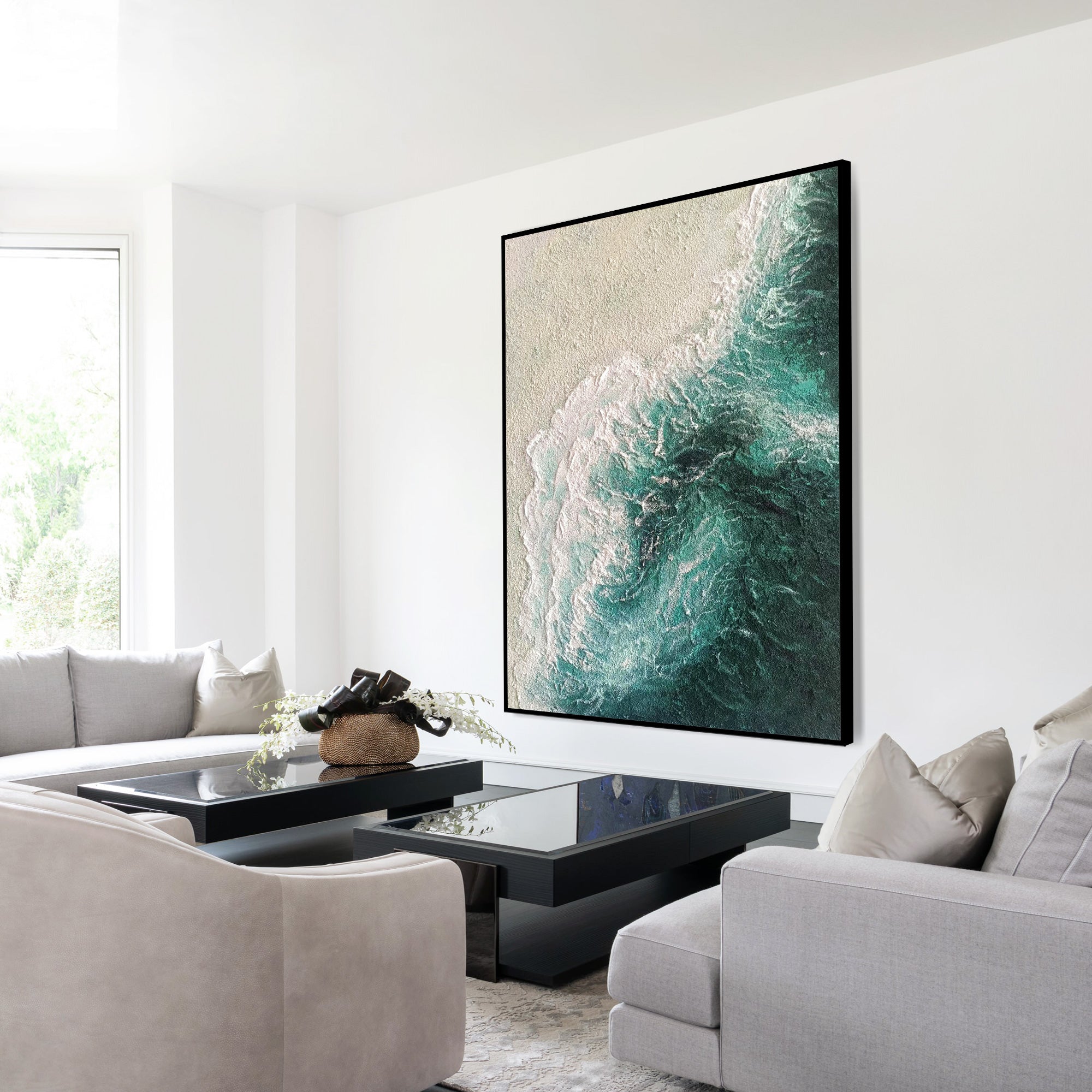 Beach Abstract Oil Painting With Beautiful Ocean