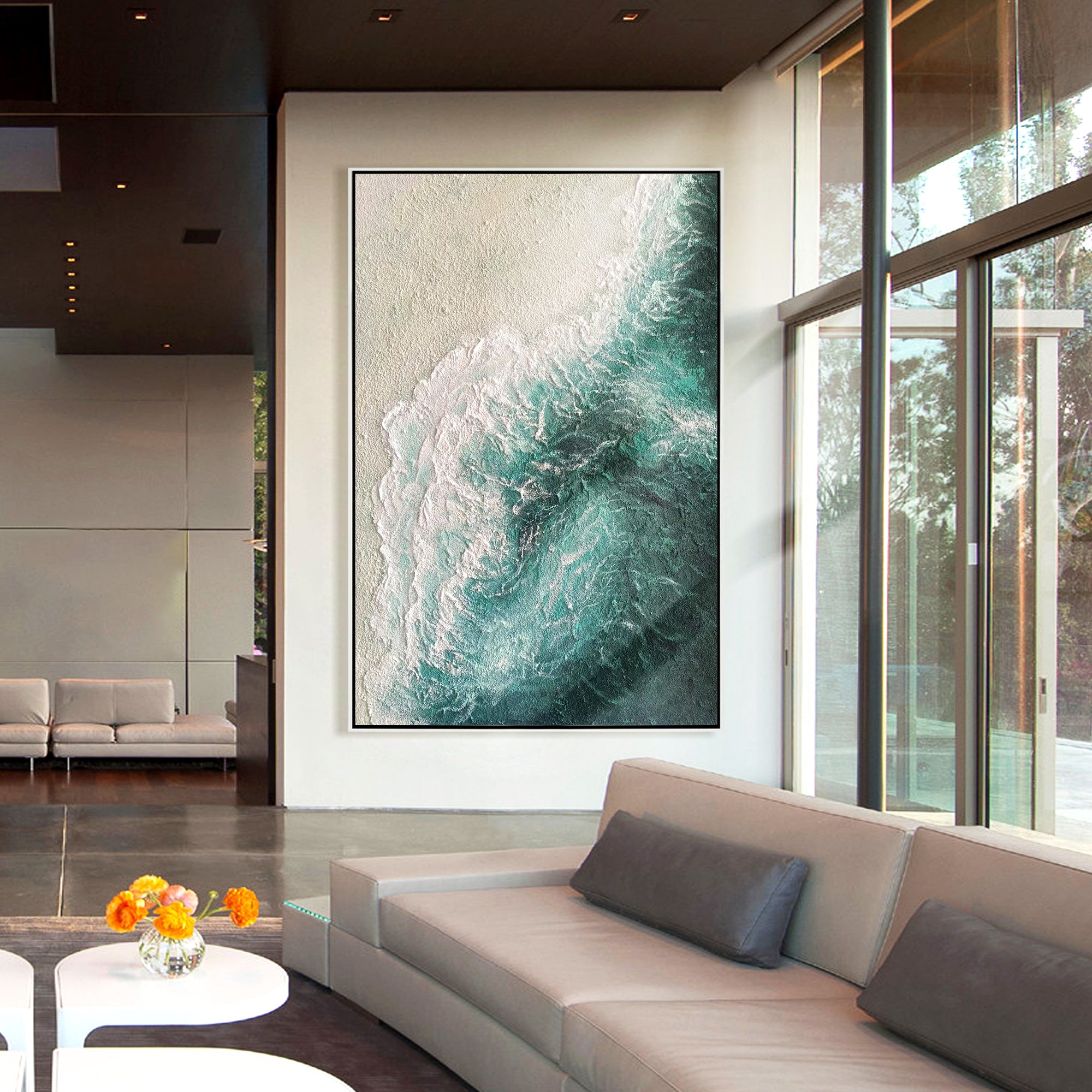 Beach Abstract Oil Painting With Beautiful Ocean