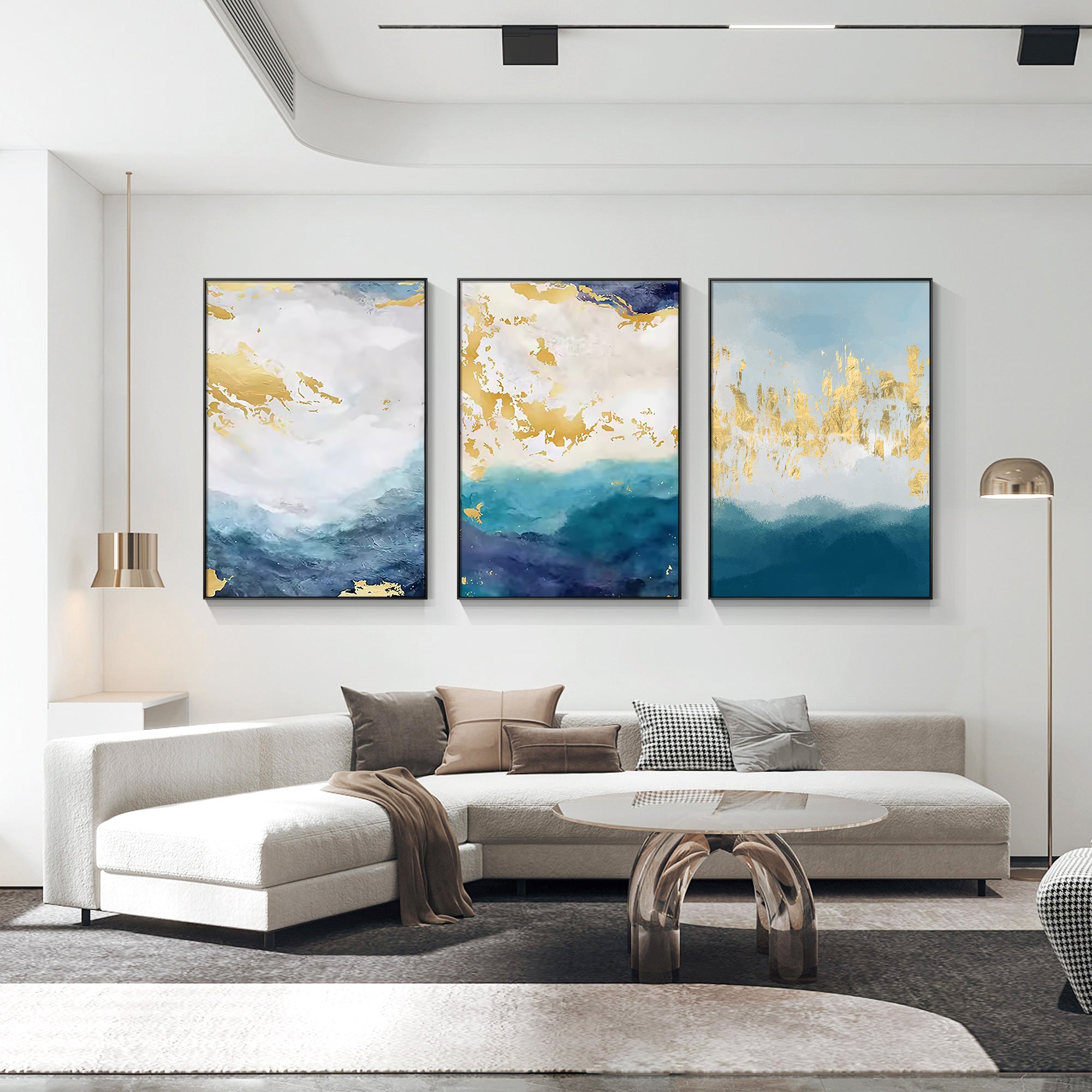 Blue Ocean With Gold Light Art