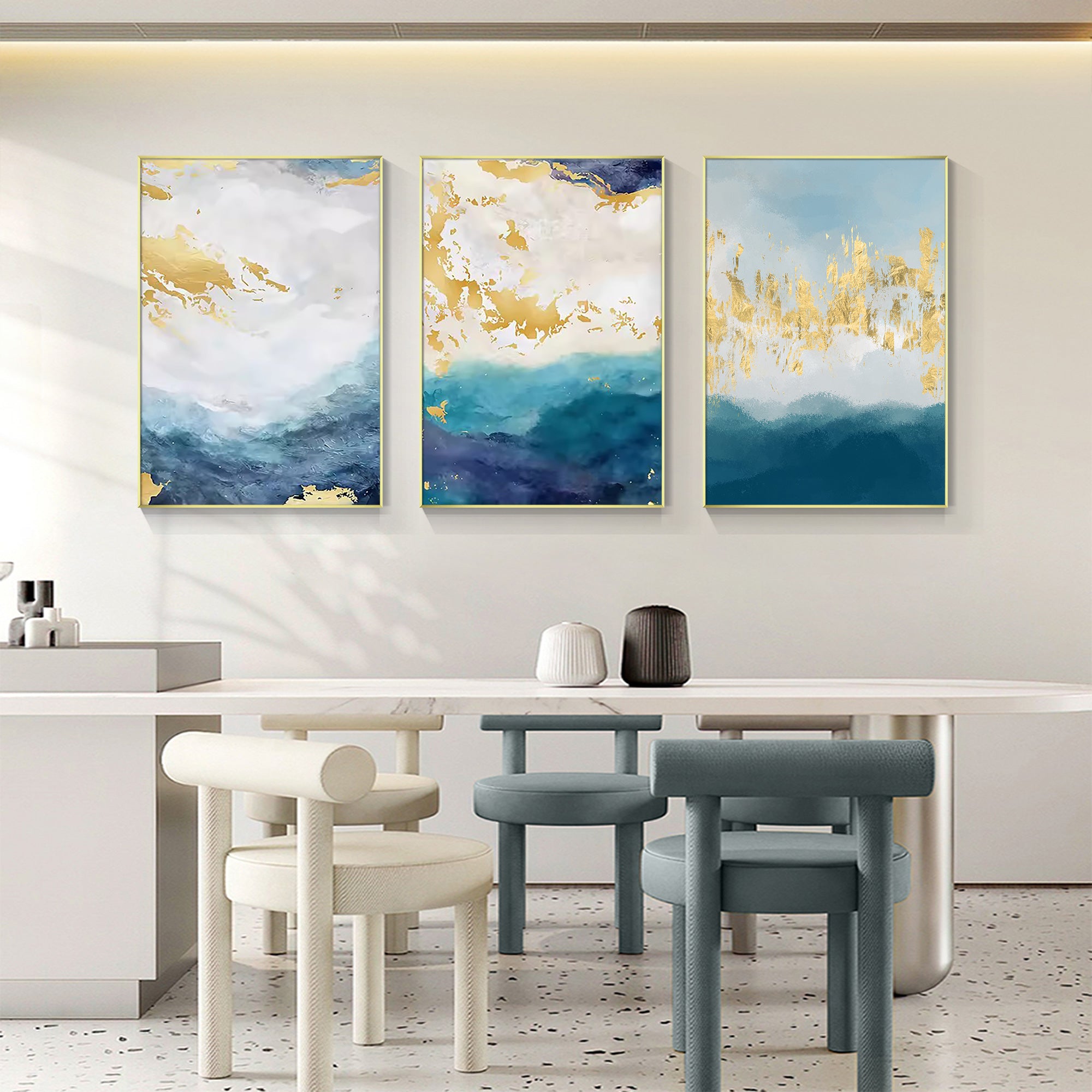 Blue Ocean With Gold Light Art