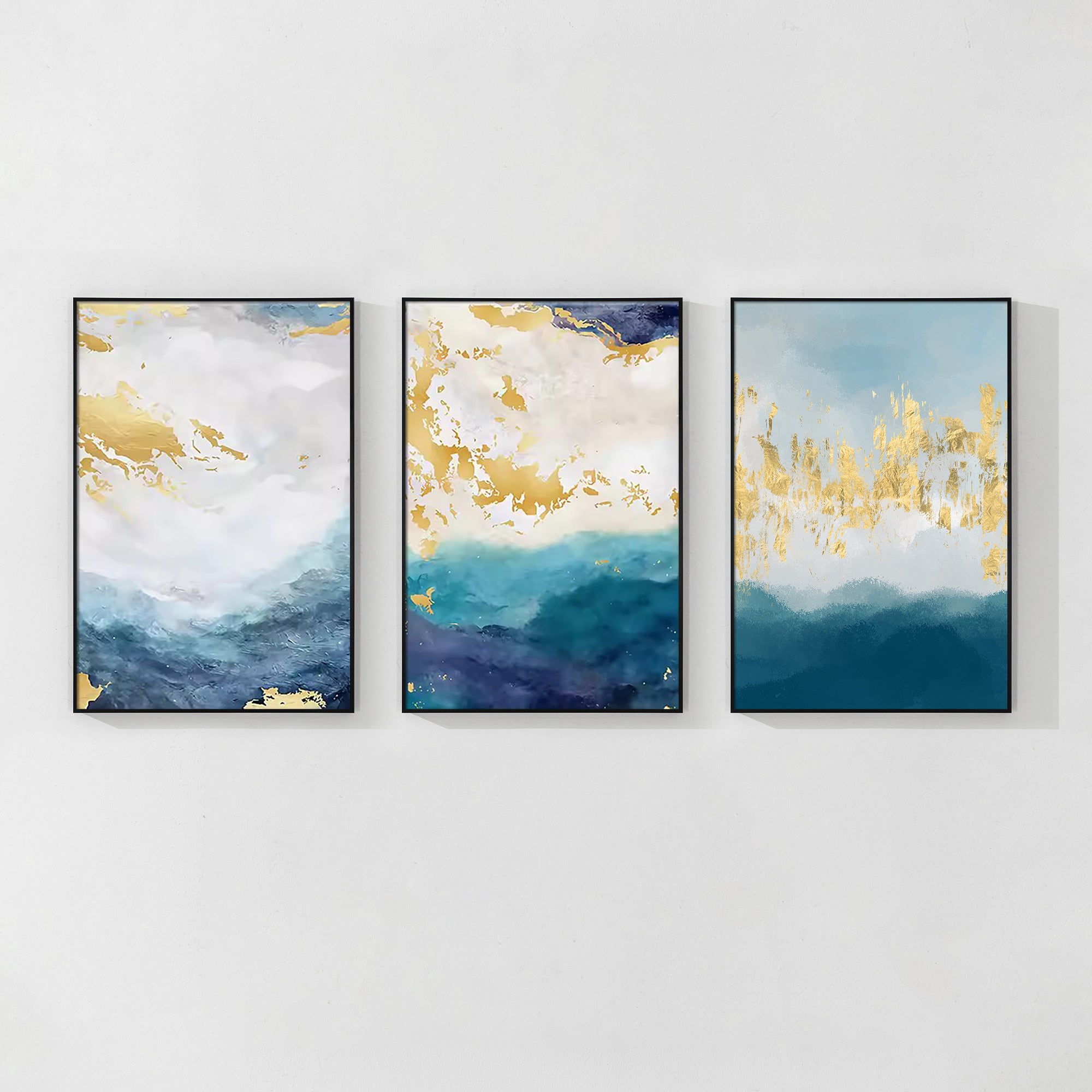 Blue Ocean With Gold Light Art