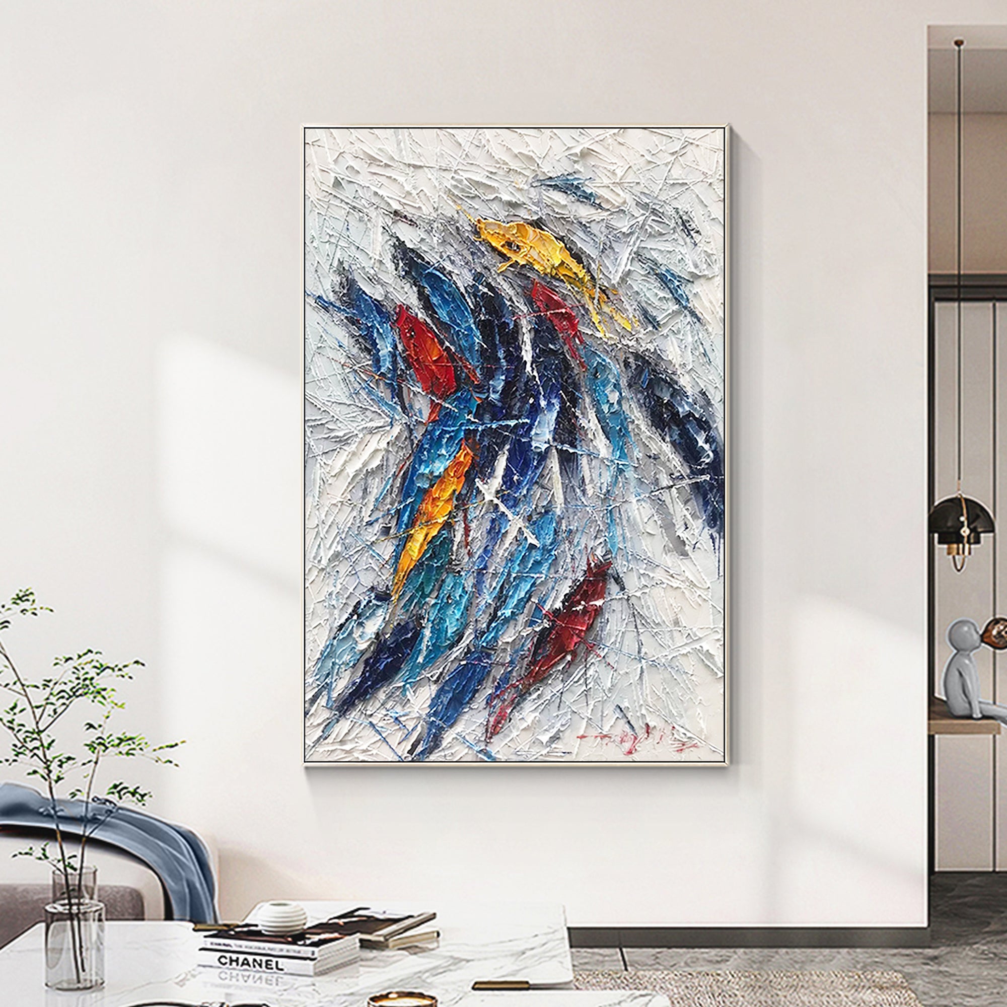 3D Texture Colorful KOI Fish Painting