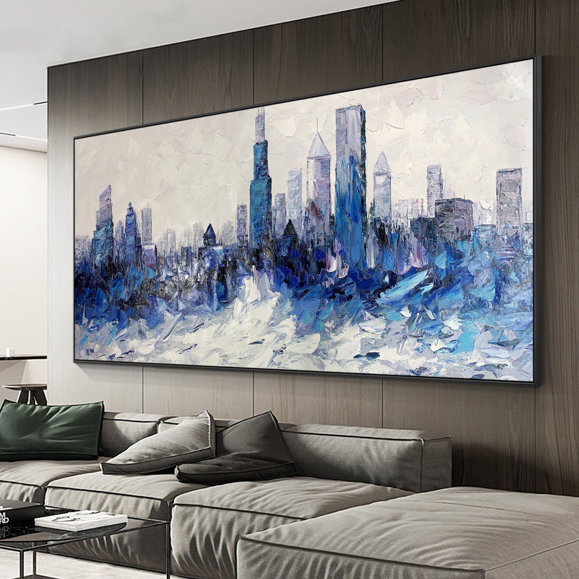 Blue Chicago Skyline oil painting