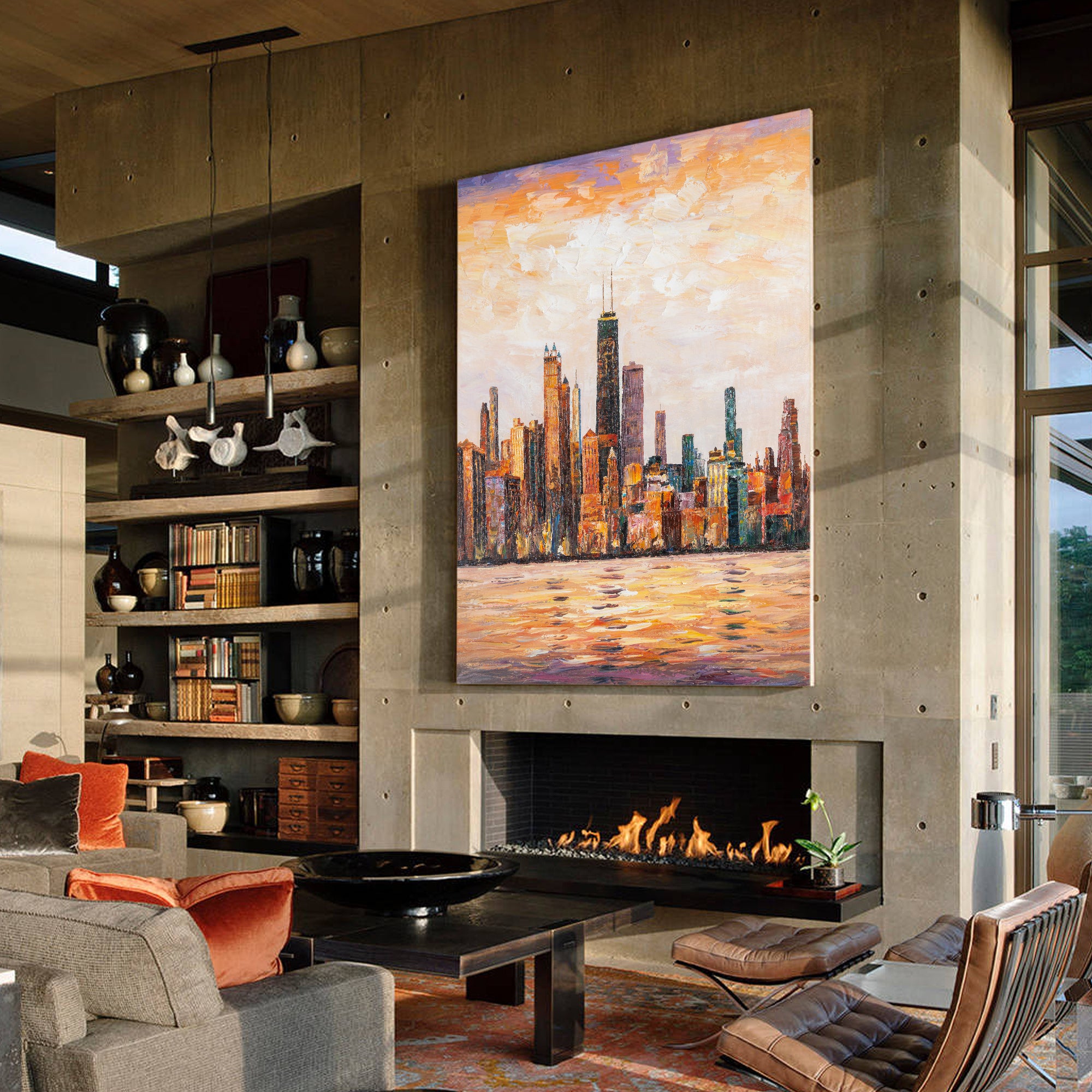 Chicago skyline  oil painting