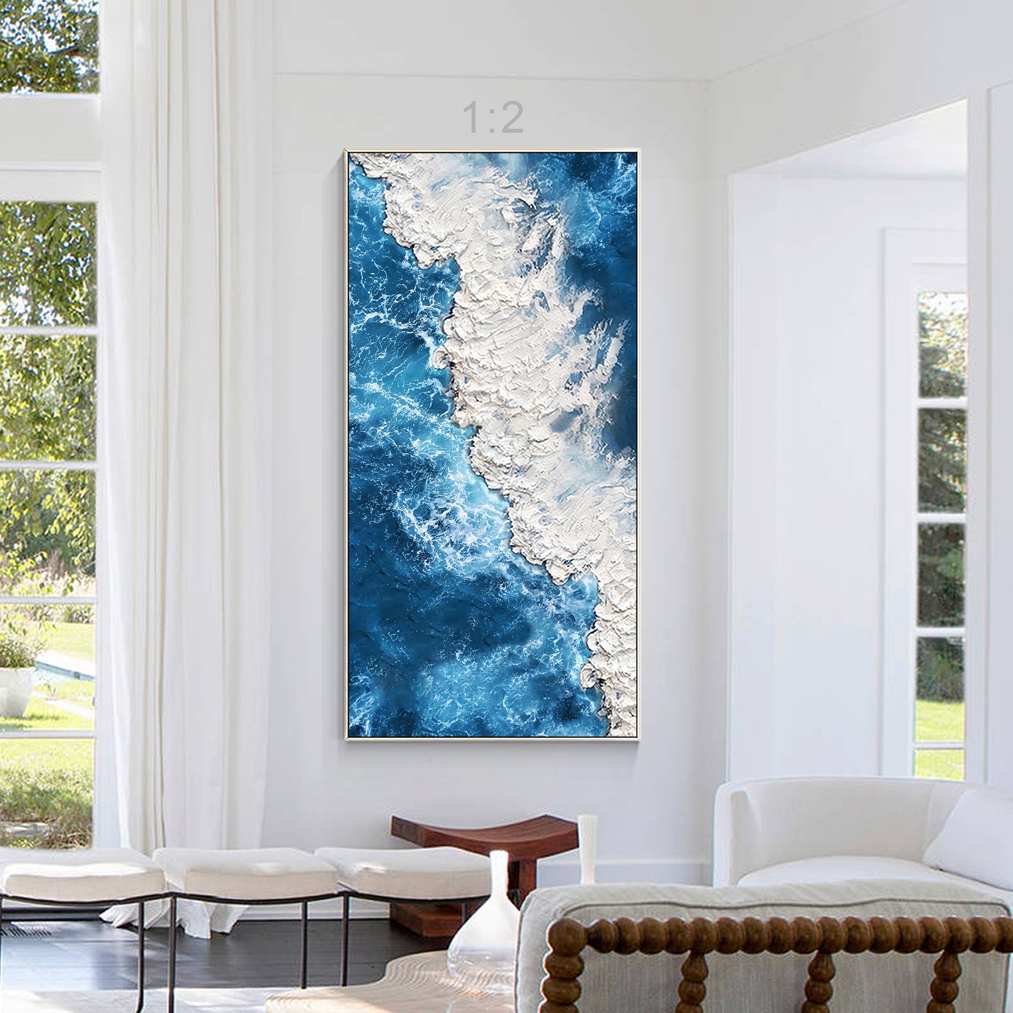 Heave Texture Ocean Wave Painting Vertical Art