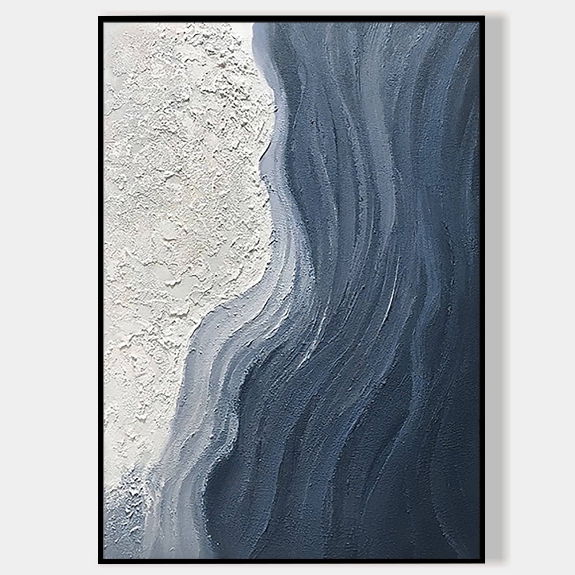 Beach Oil Painting Minimalist Navy blue Art