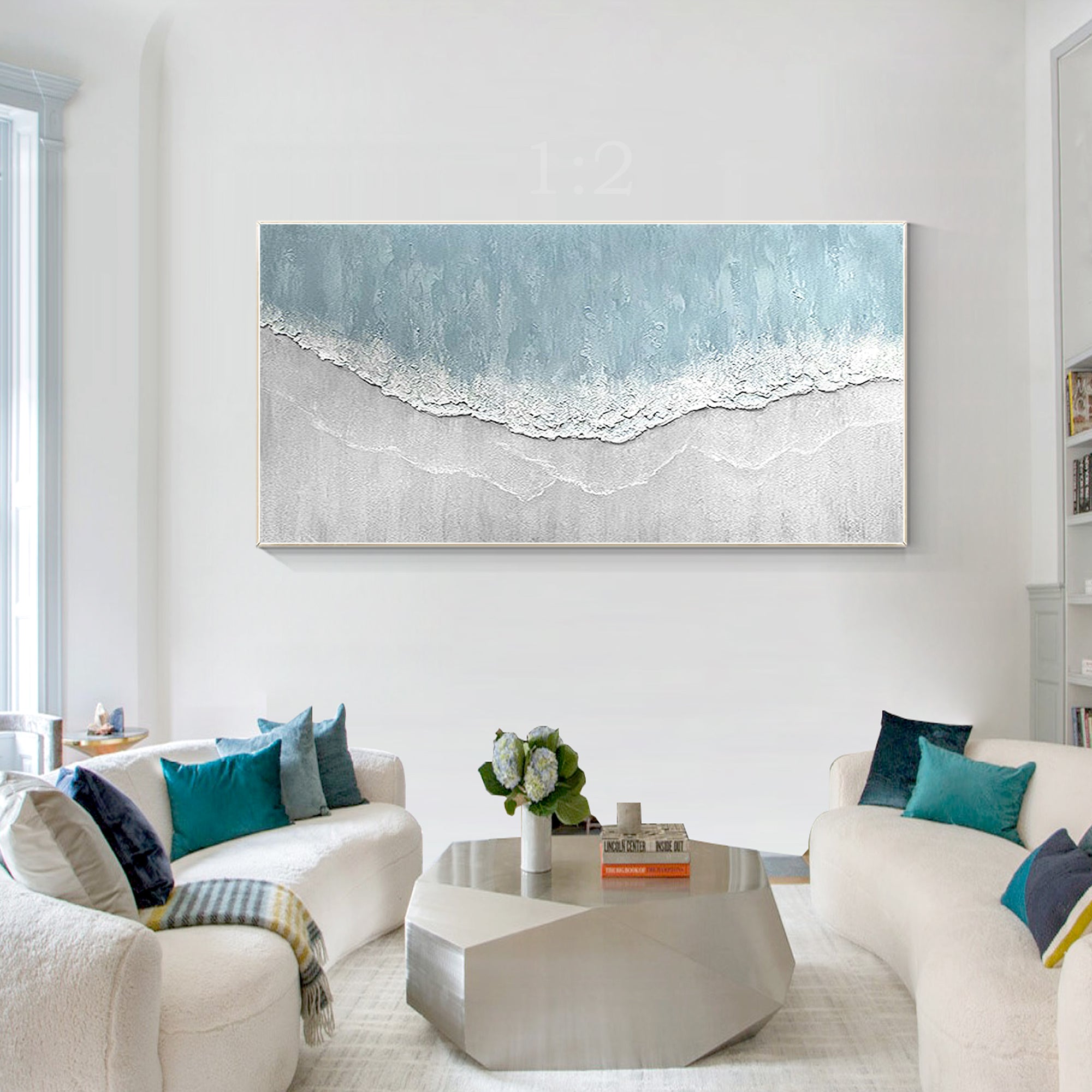 Coastal White Beach Framed Painting