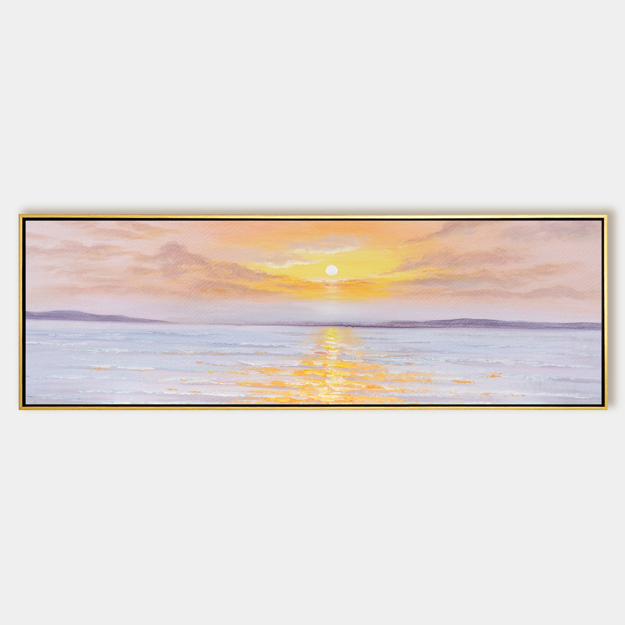 Sunrise Sea Oil Painting Long Narrow Wall Art