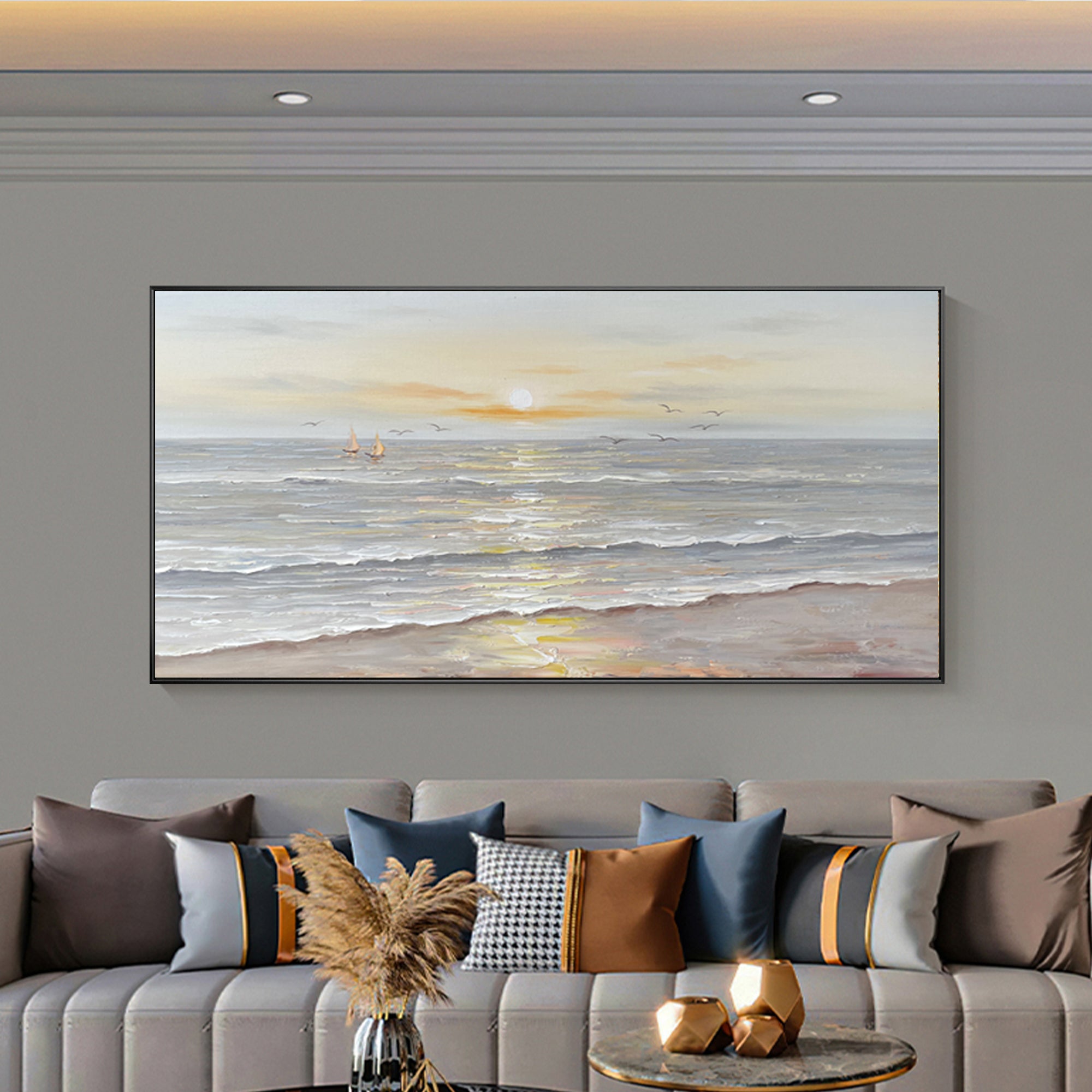 Coastal Sunset Landscape Oil Painting