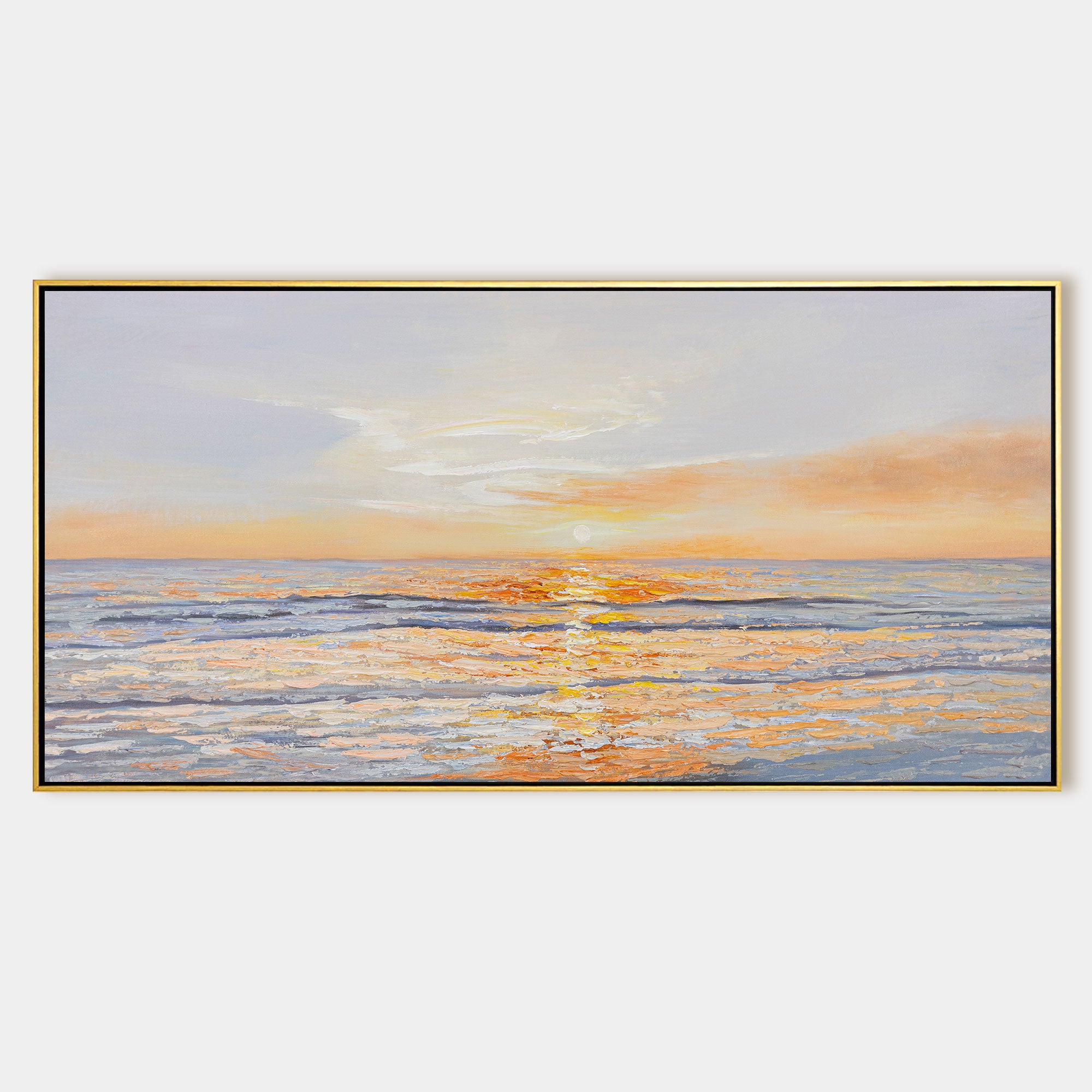 Sunset Oil Painting Long Horizontal Art