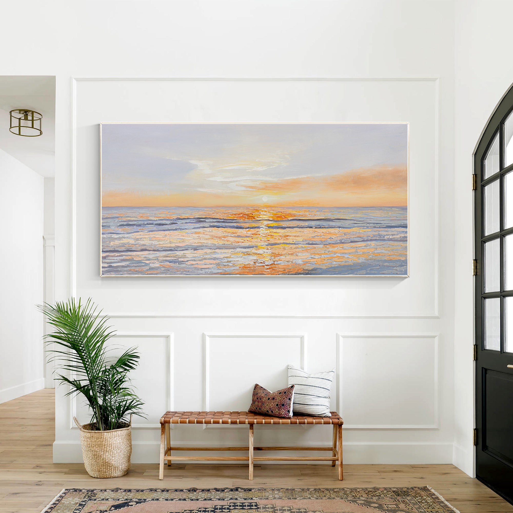 Sunset Oil Painting Long Horizontal Art