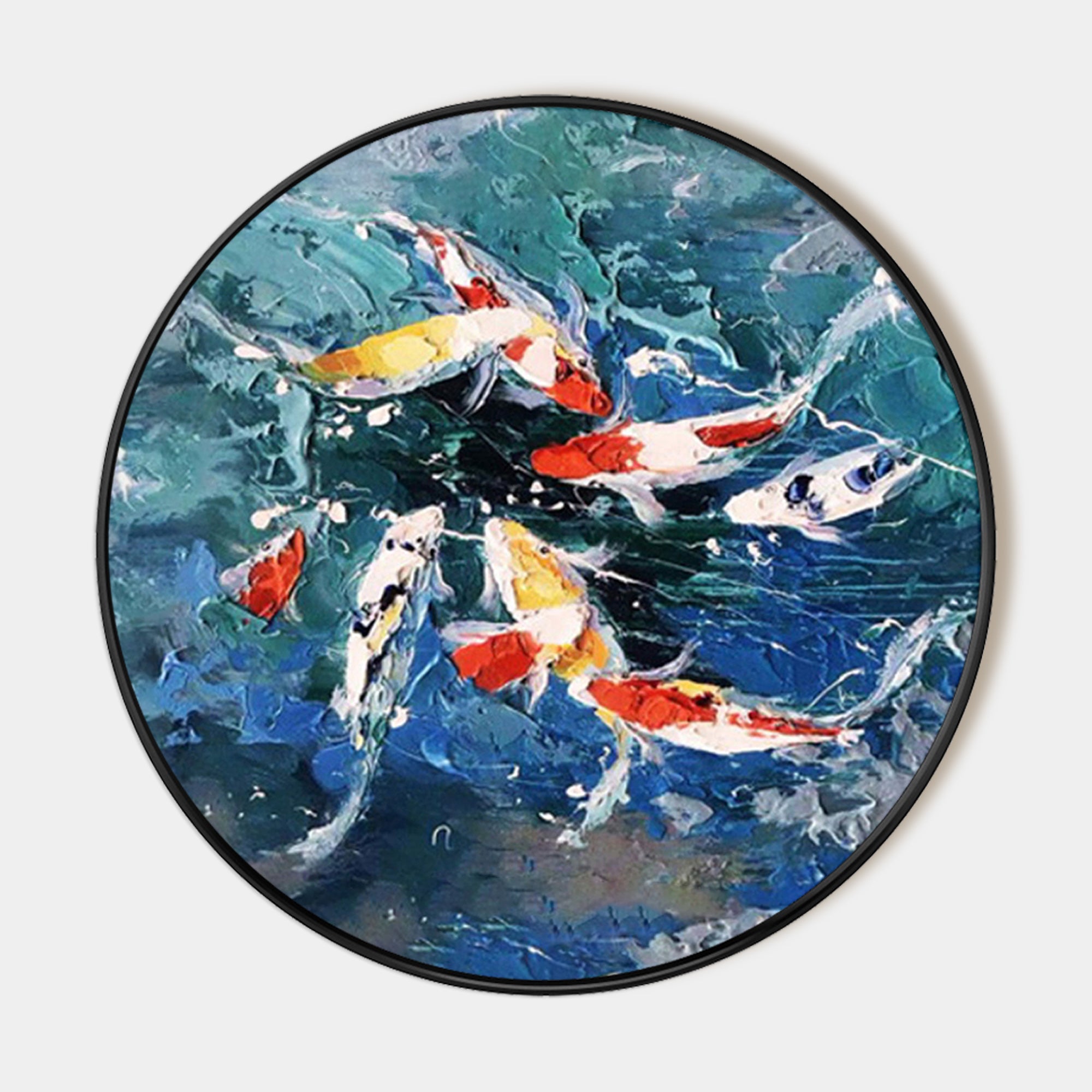 Colorful KOI Fish Swim Circle Painting