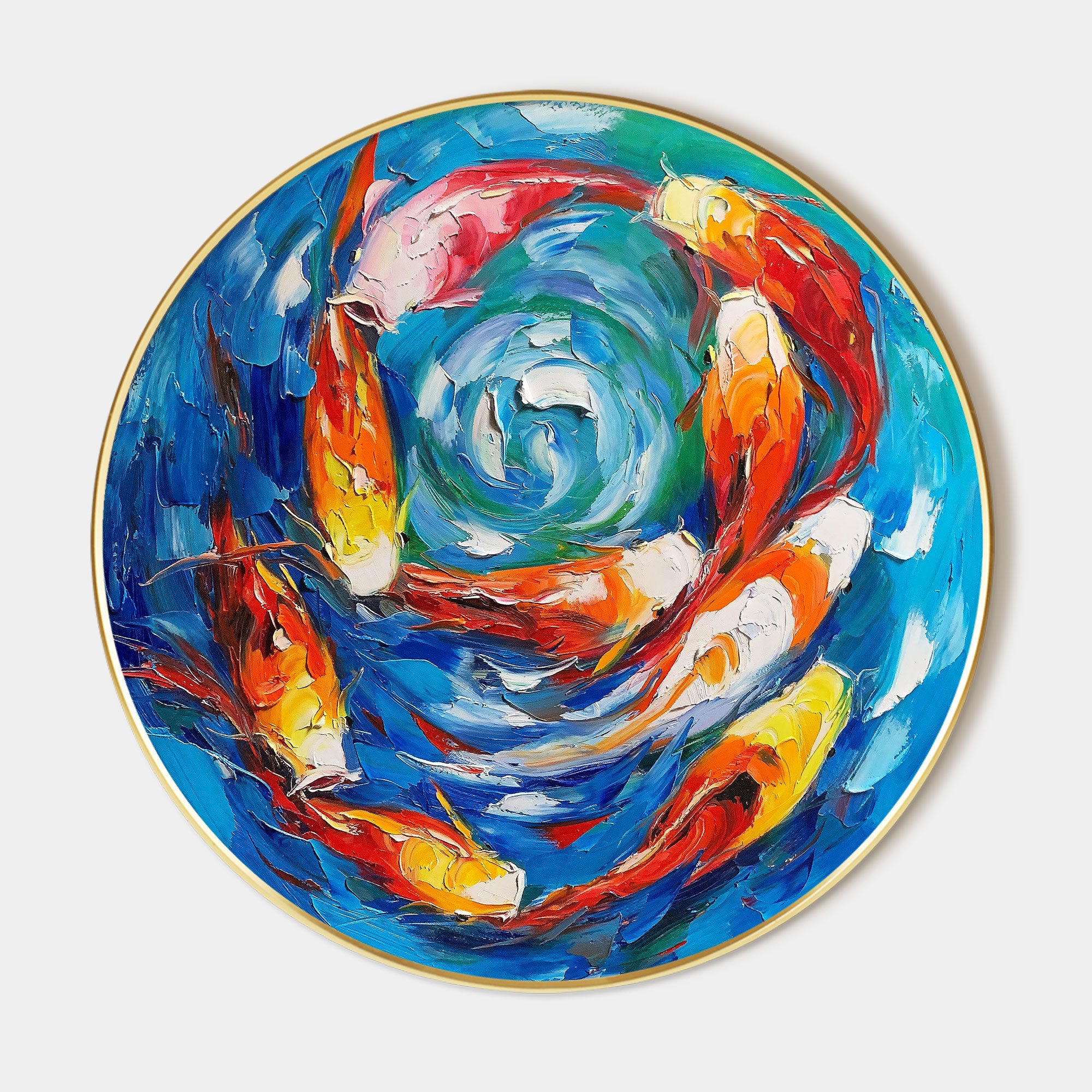 Colorful KOI Fish Swim Circle Painting