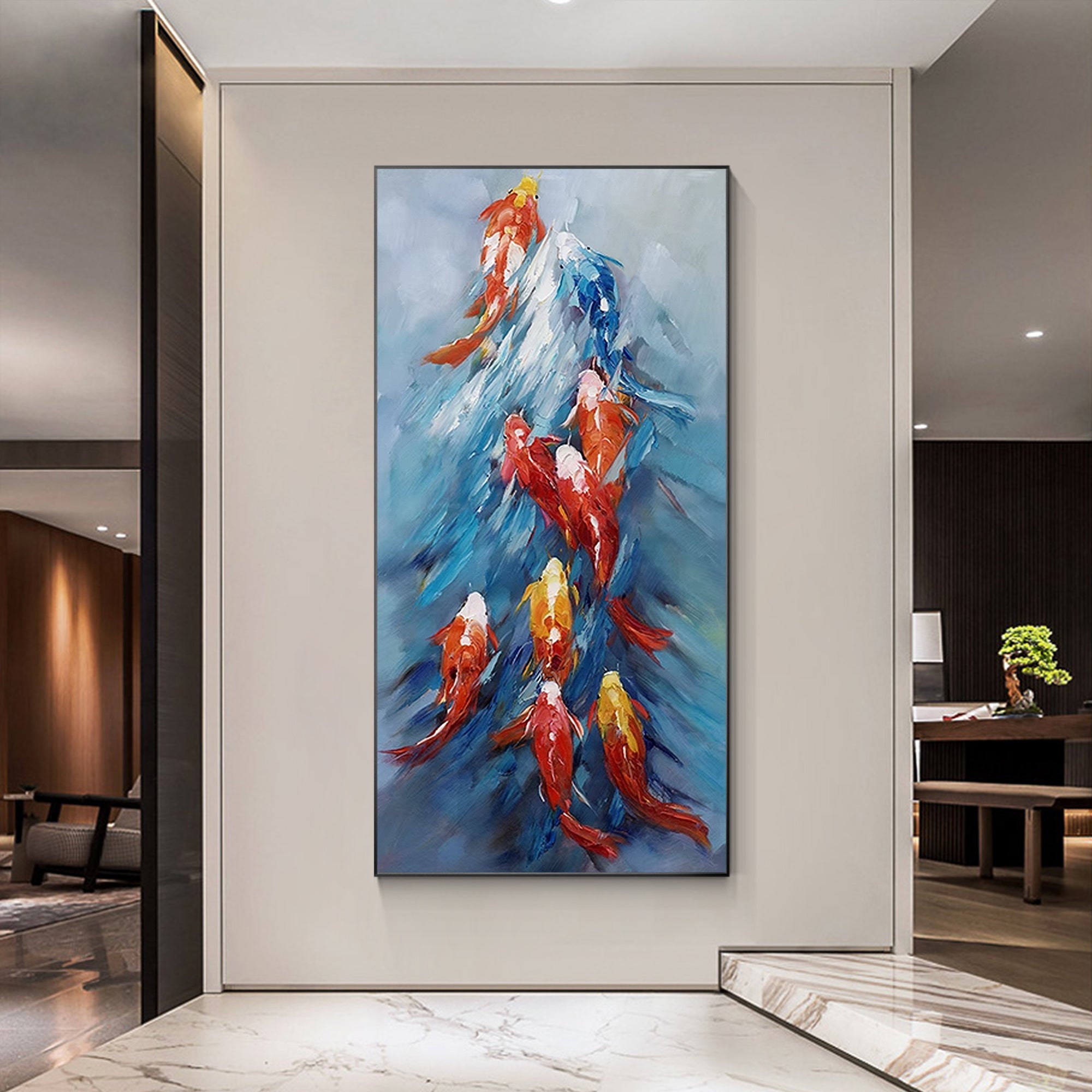 Colorful Koi Fish Painting Feng Shui Art