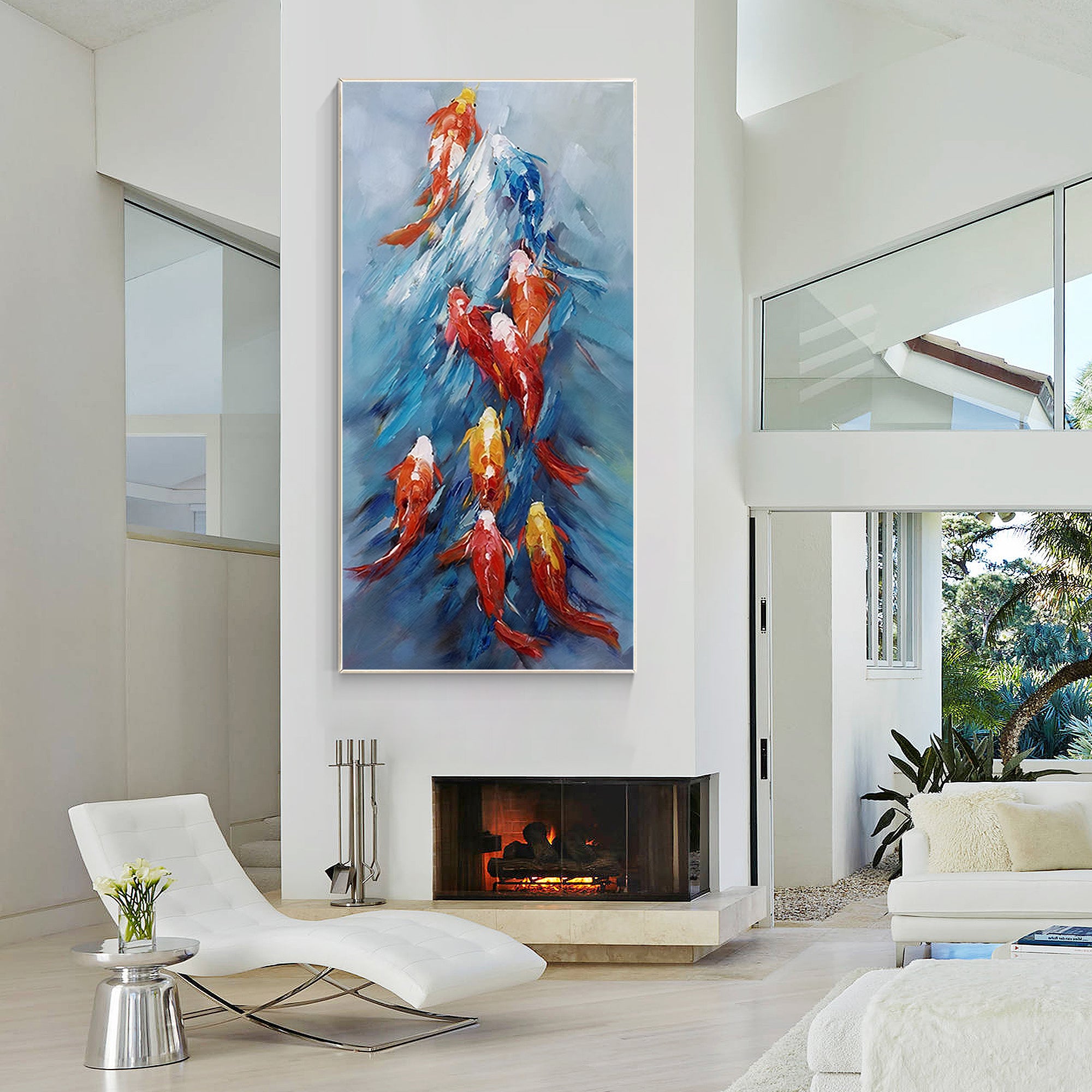 Colorful Koi Fish Painting Feng Shui Art