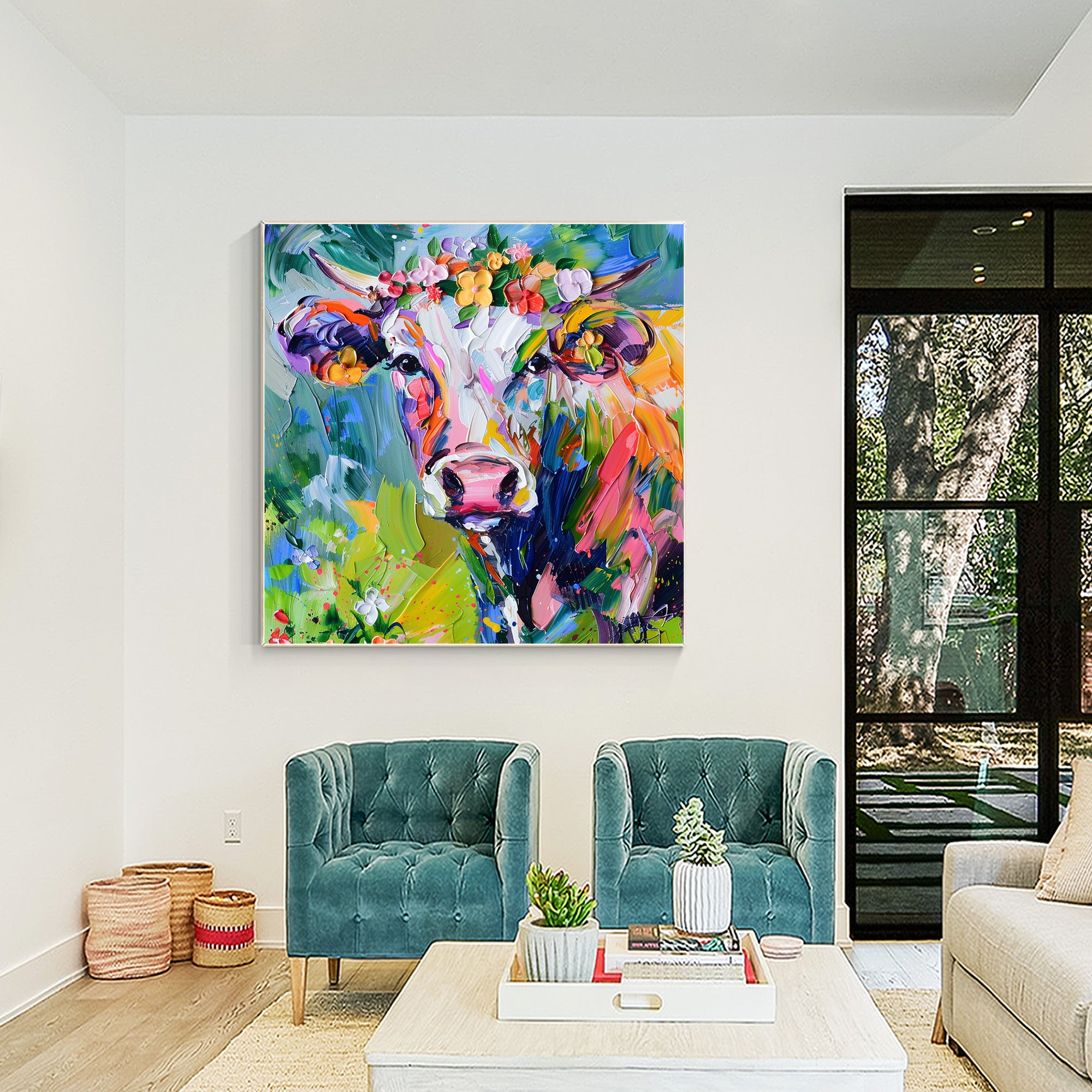 Bunte Kuh Textur Pop Art