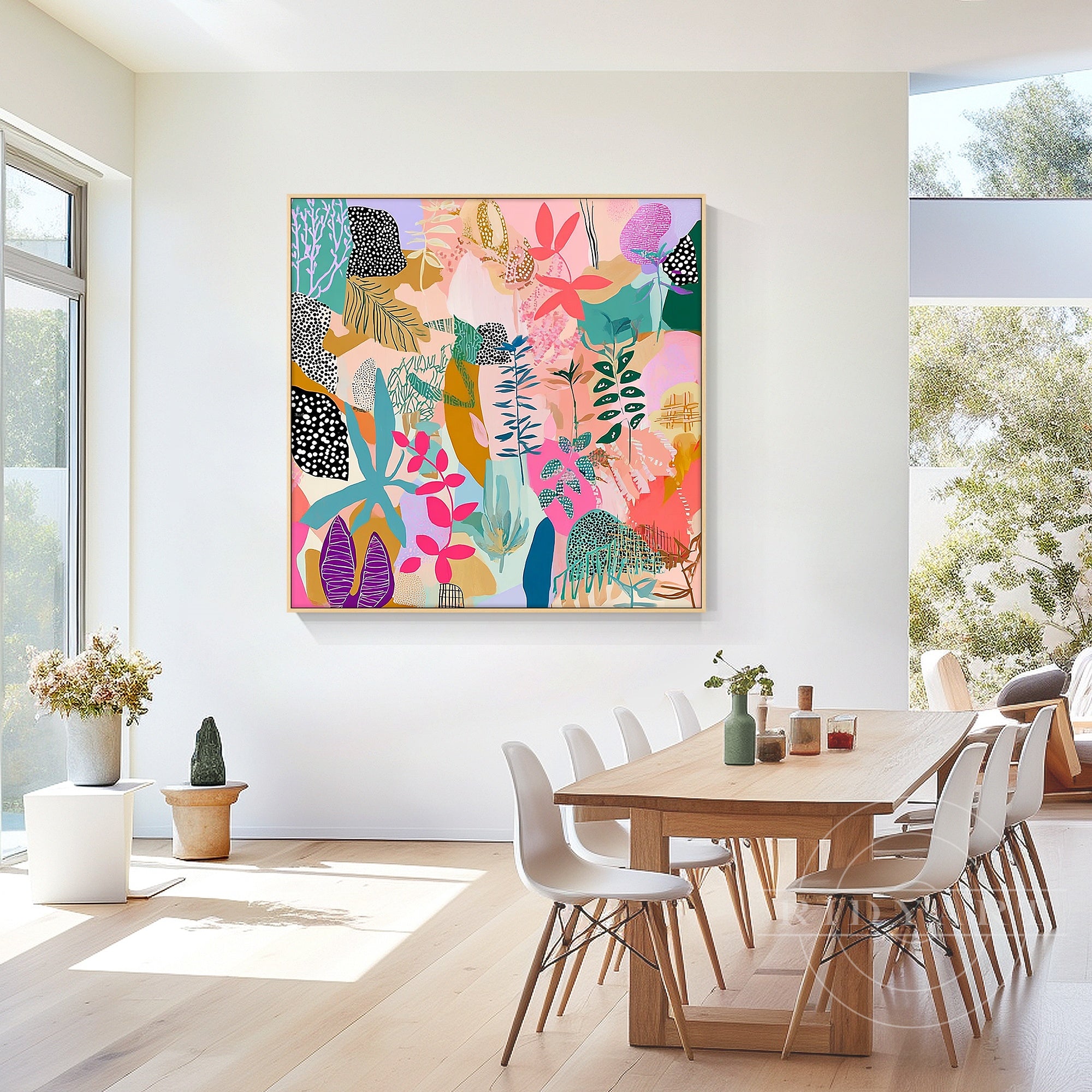 Bright colorful abstract wall art funky multicolor canvas