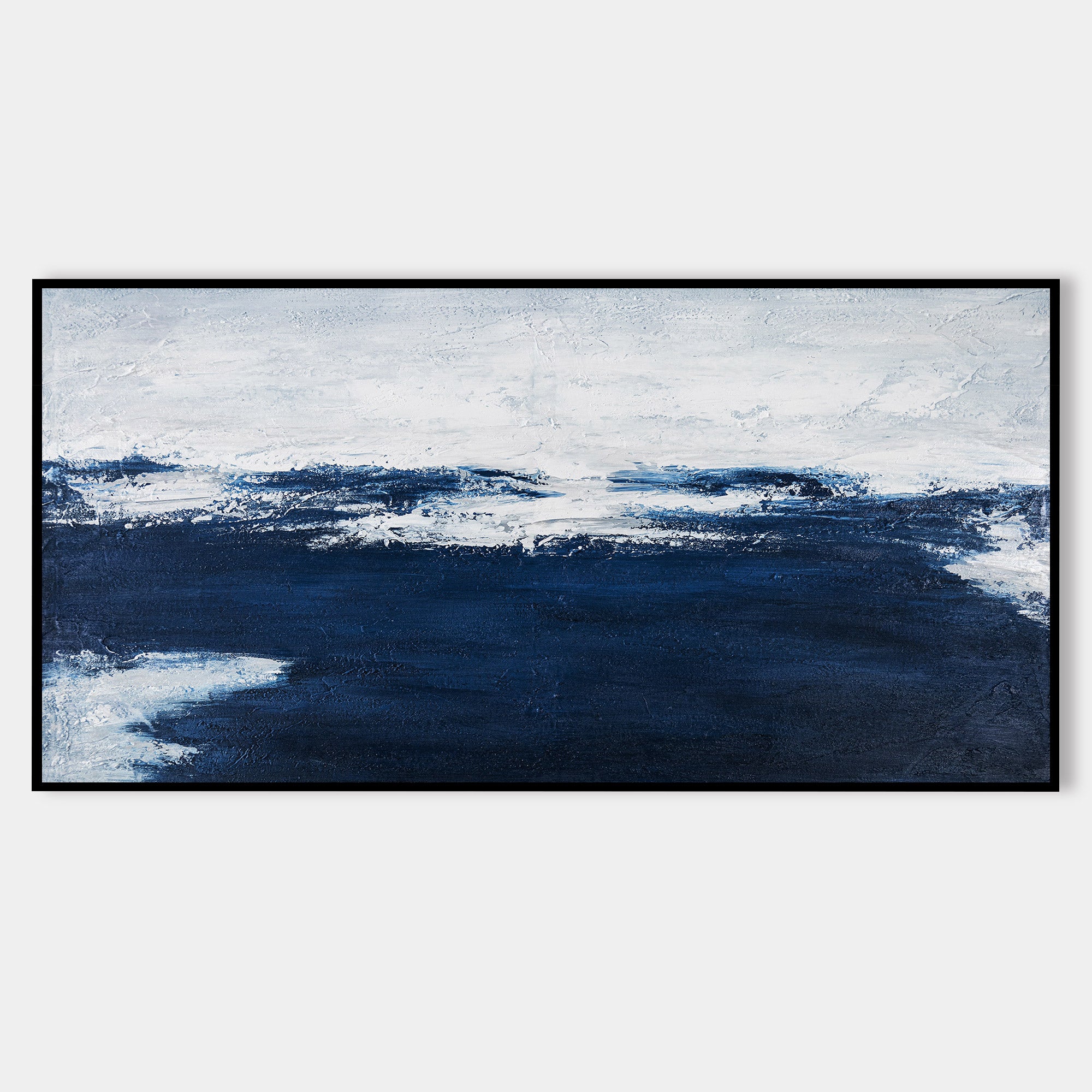 Navy Blue Abstract Ocean Acrylic Painting