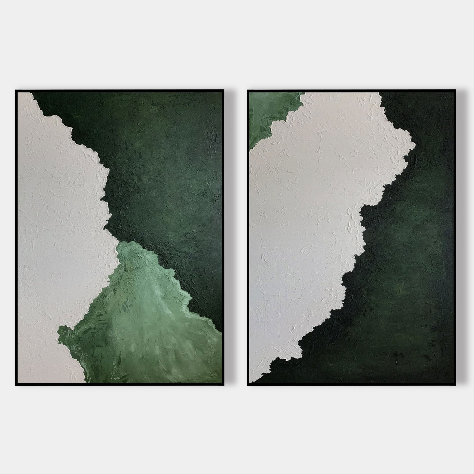 Set Of 2 Green Texture Abstract Oil Painting