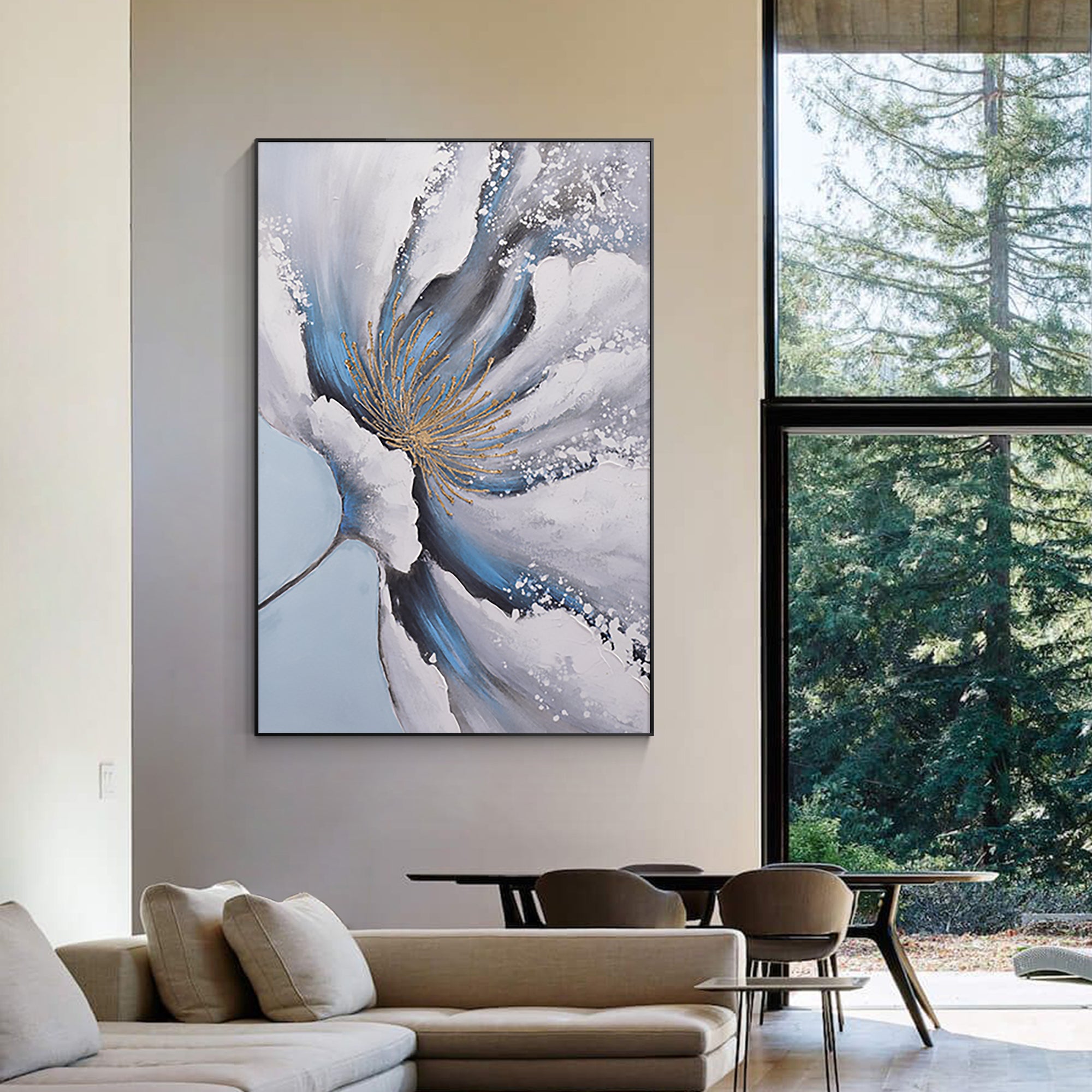 Large Flower Blooming Painting Framed