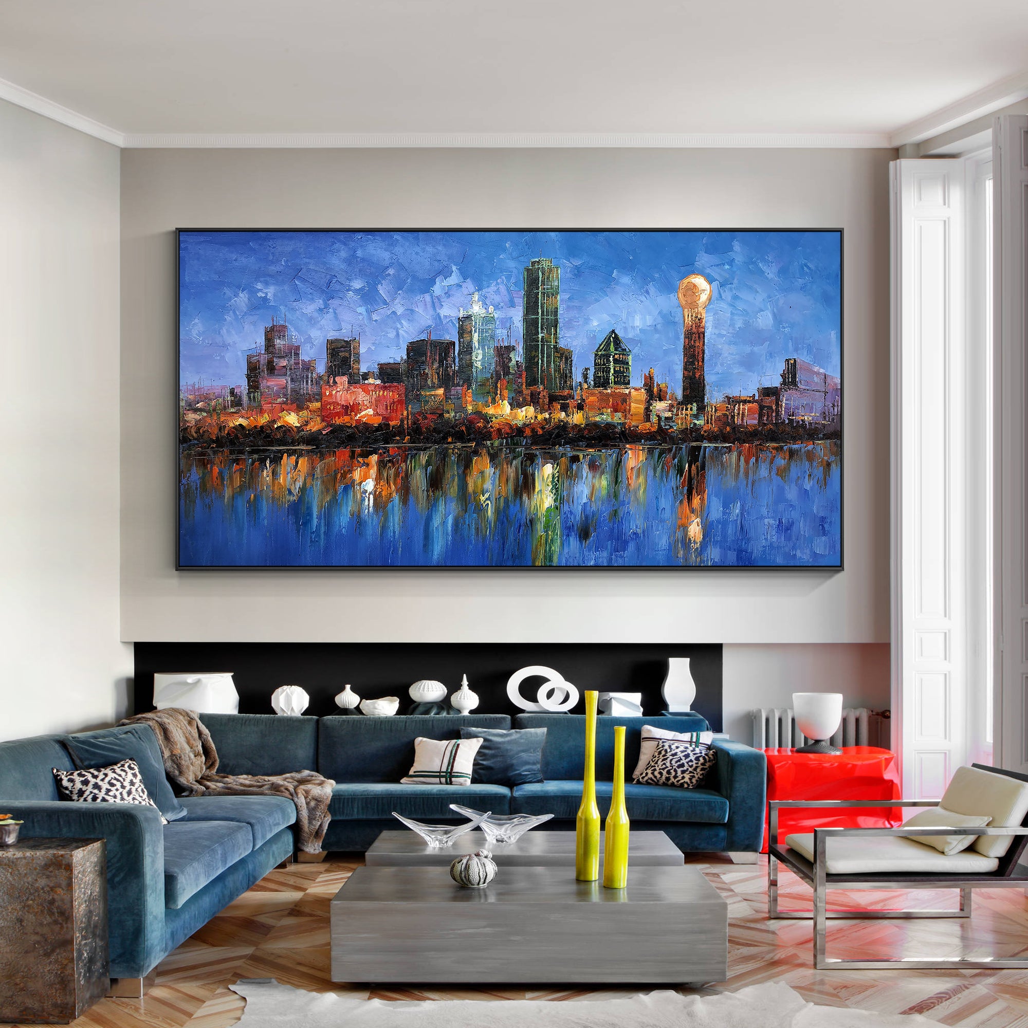 Dallas Cityscape skyline oil  painting