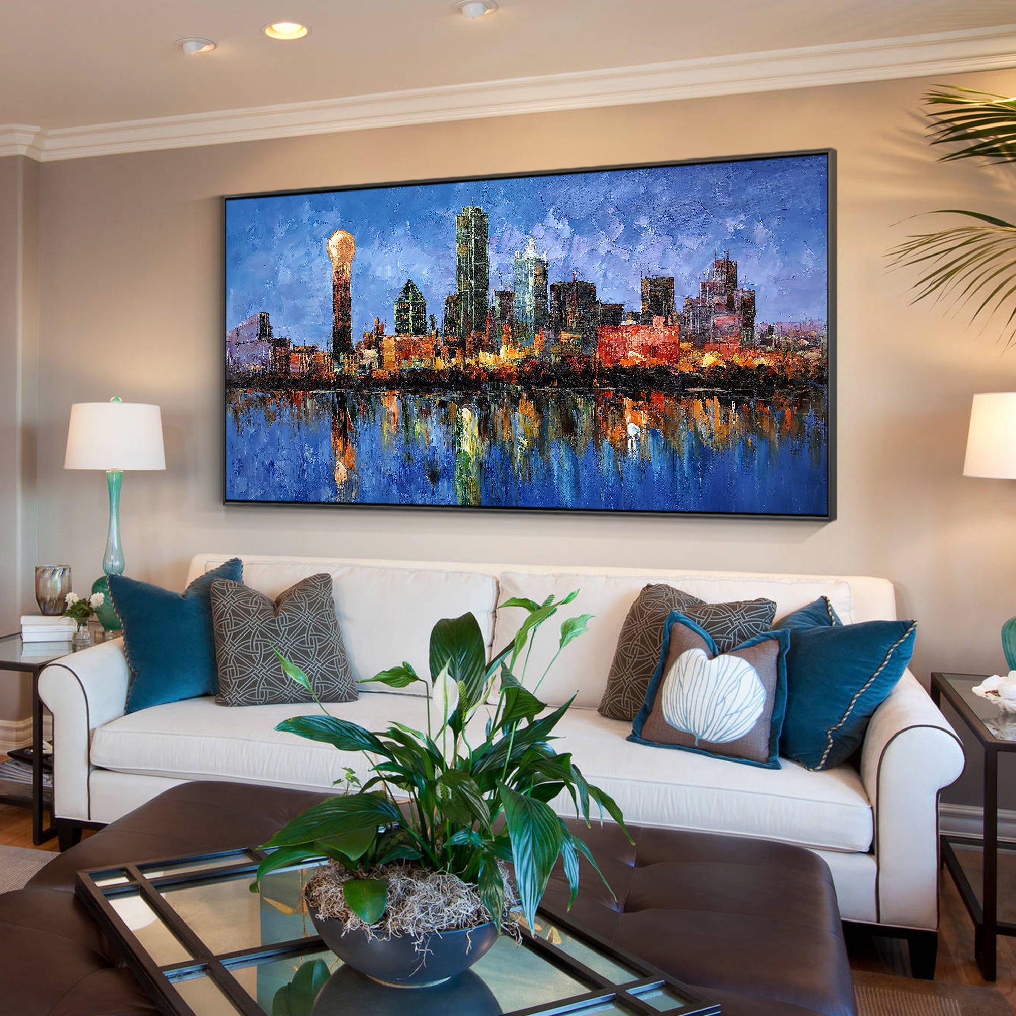 Dallas Cityscape skyline oil  painting