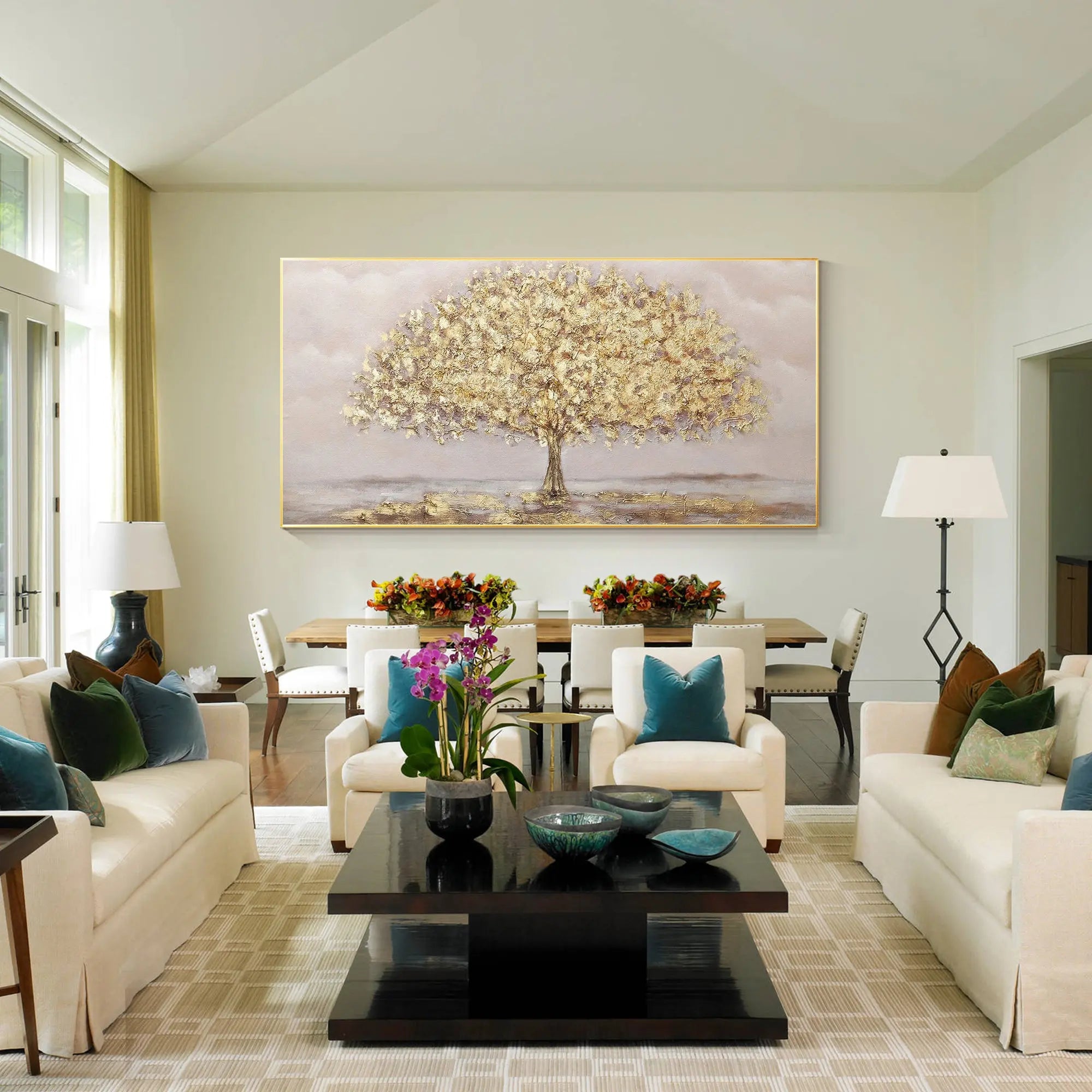 Customizable abstract golden tree art for home