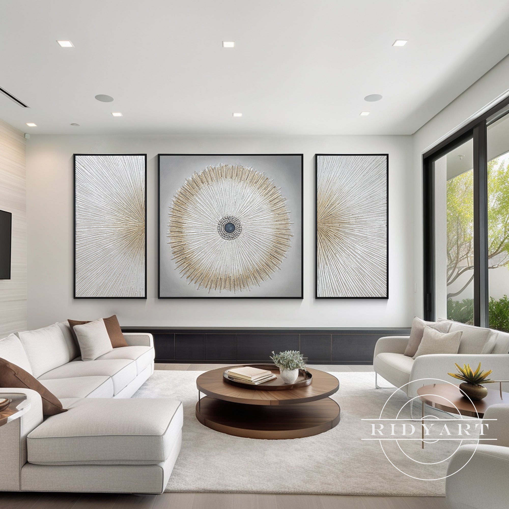 Contemporary textured triptych for home décor