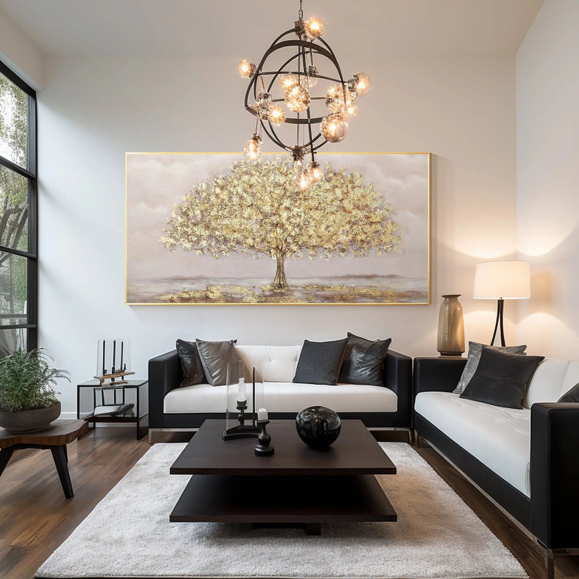 Elegant golden tree artwork for modern interiors