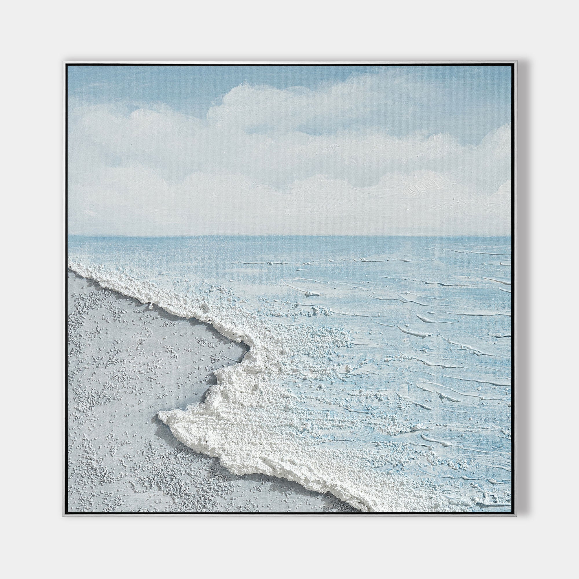 White Beach Sea Oil Painting Square Art