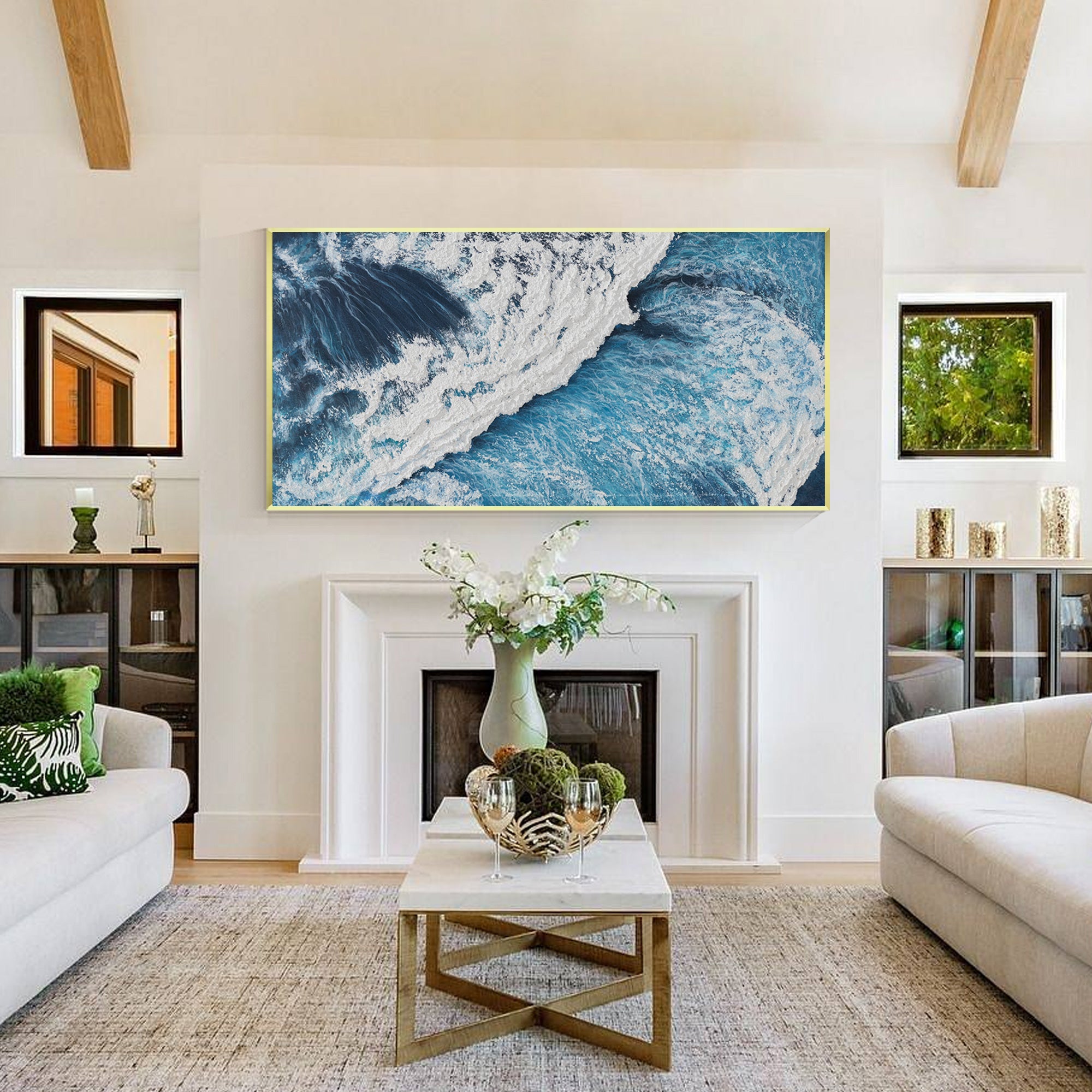 Original Ocean Oil Painting Texture Art