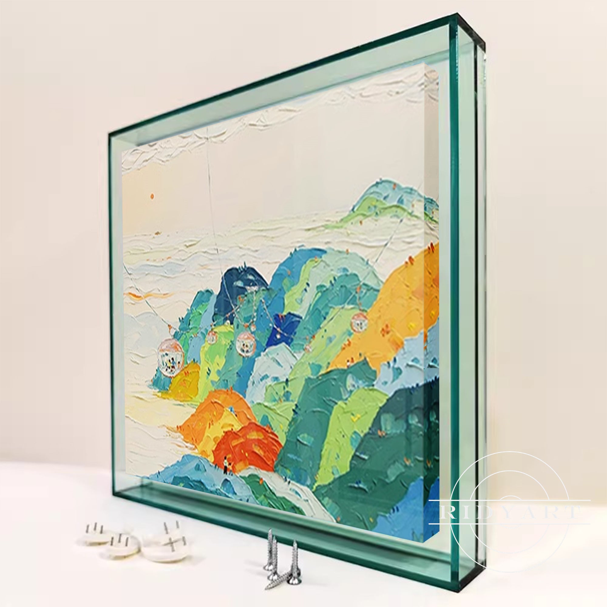 Contemporary floating frame for photos and art in vibrant colors