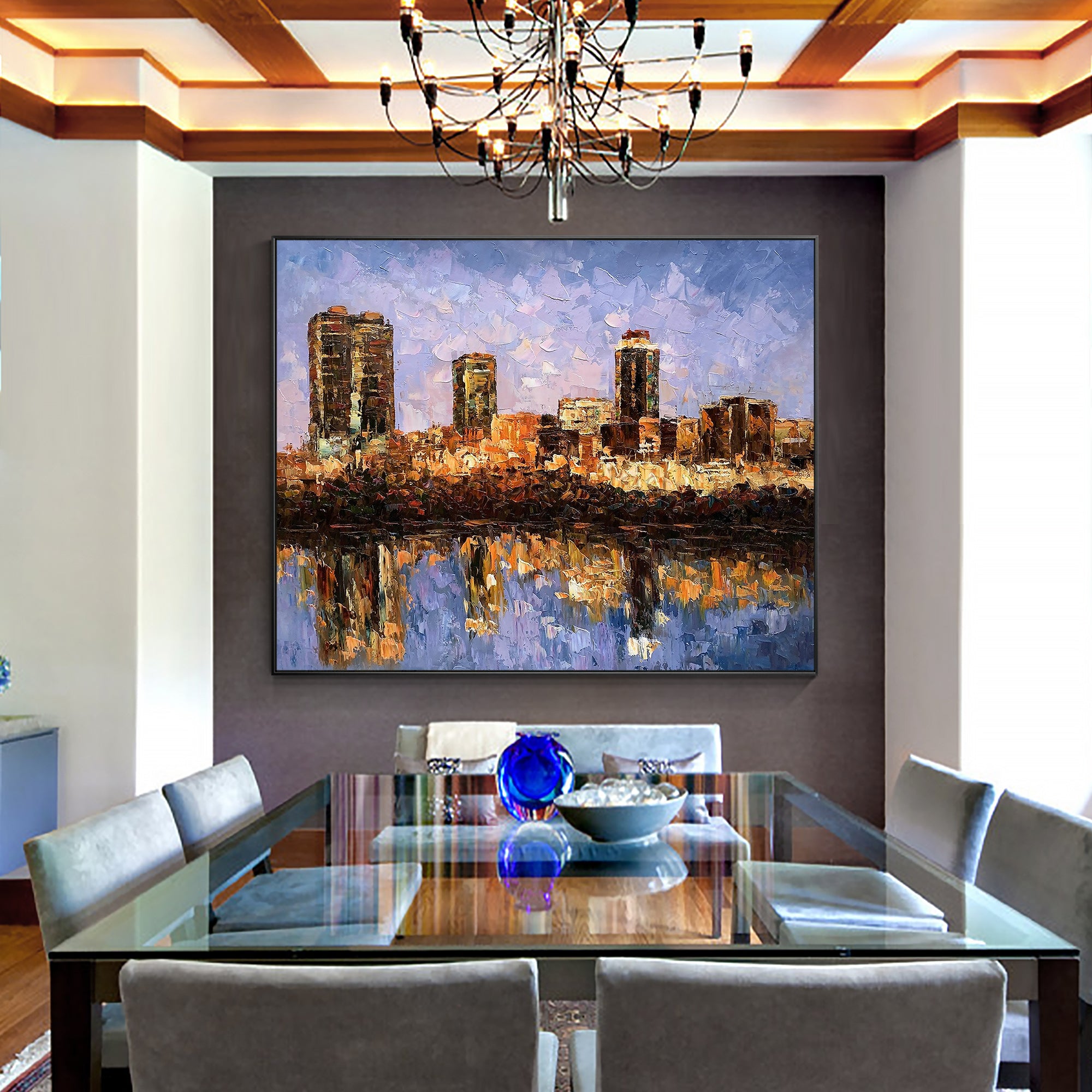 Fort Worth Cityscape skyline oil painting